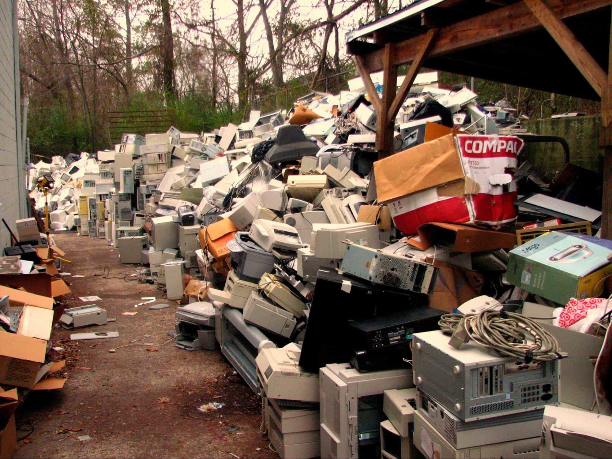A recycling facility for electronic waste, that often requires the use of specialist commercial junk removal services.