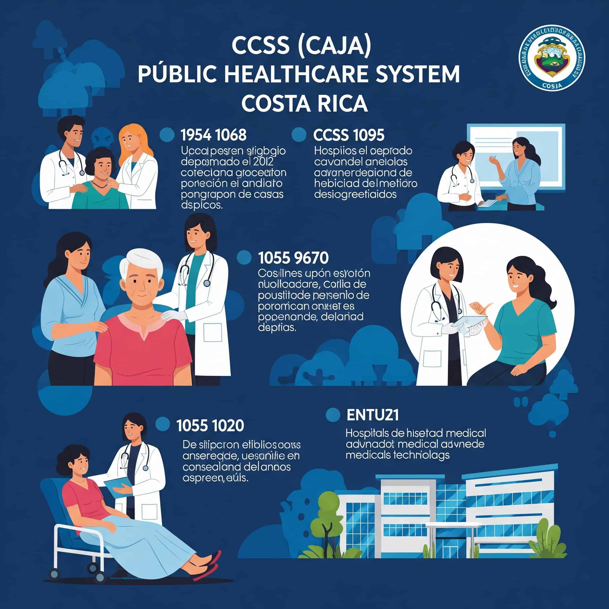  Infographic illustrating the CCSS (Caja) Public Healthcare System in Costa Rica