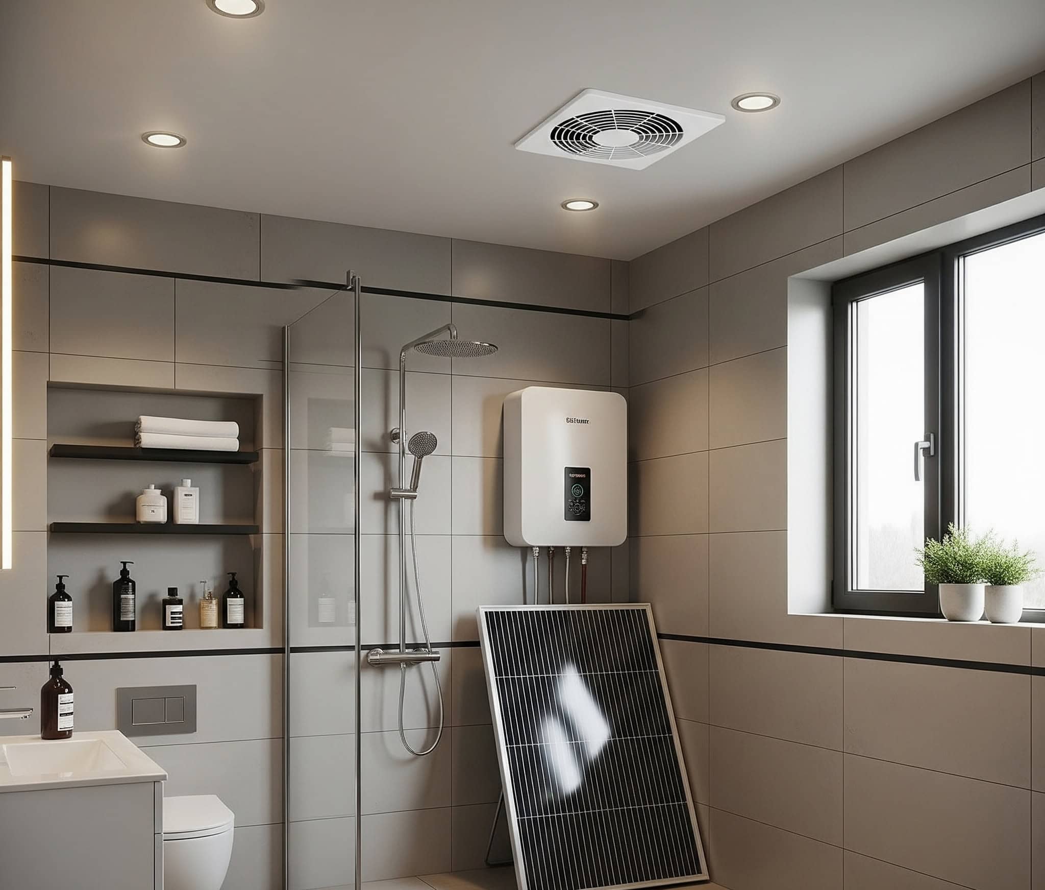 Solar-Powered Bathroom Features
