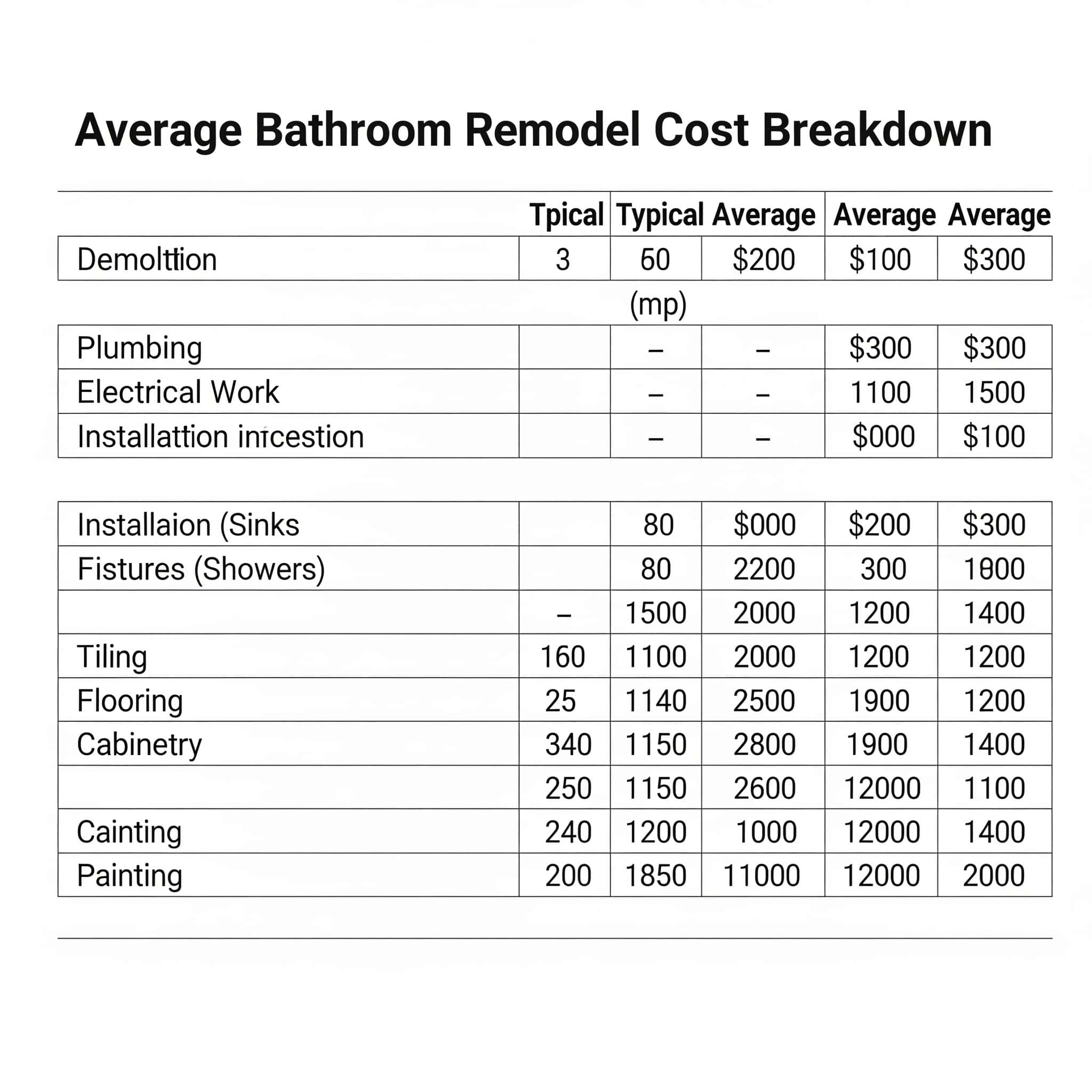 Average Bathroom Remodel Cost Breakdown