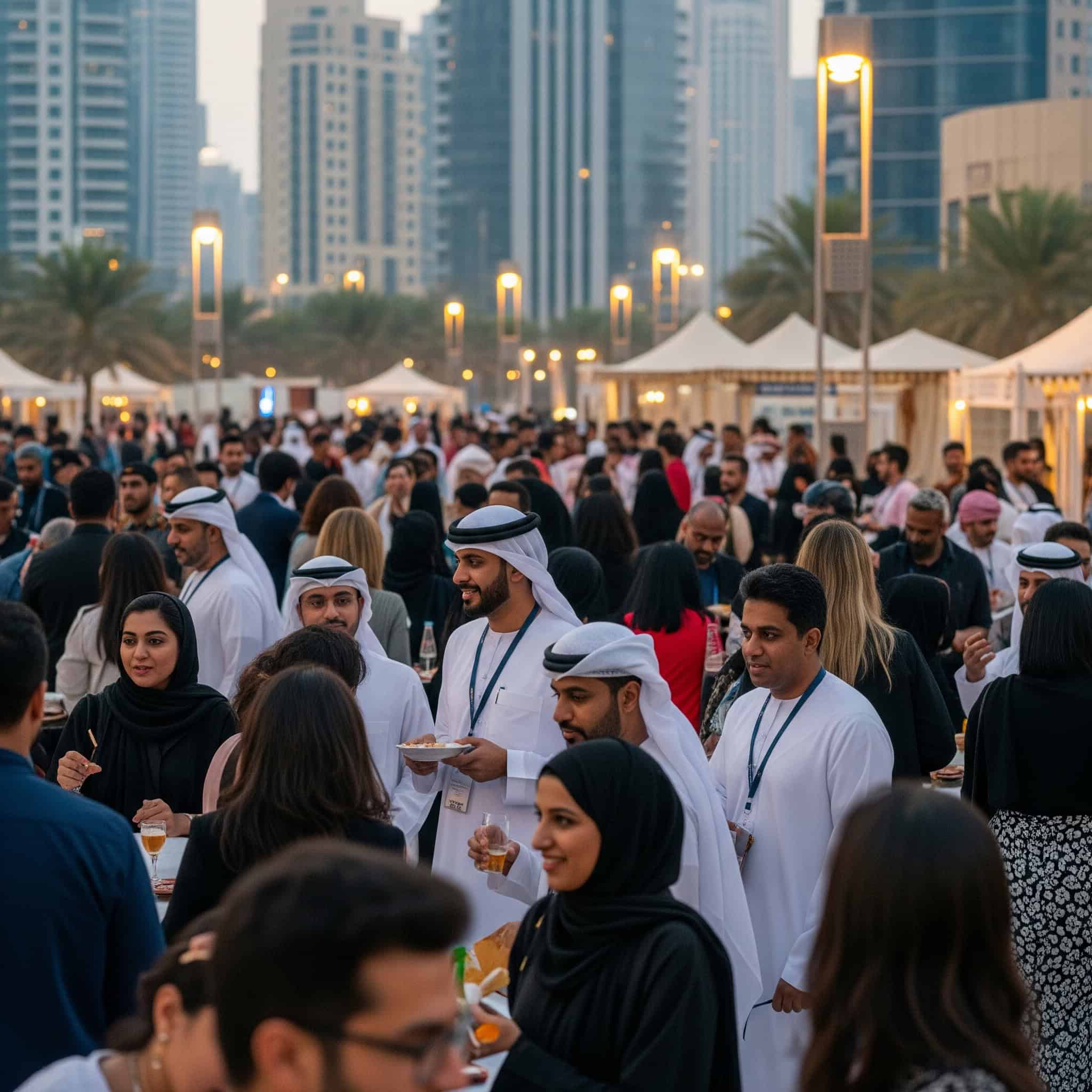 Diverse crowd at a cultural event in Dubai