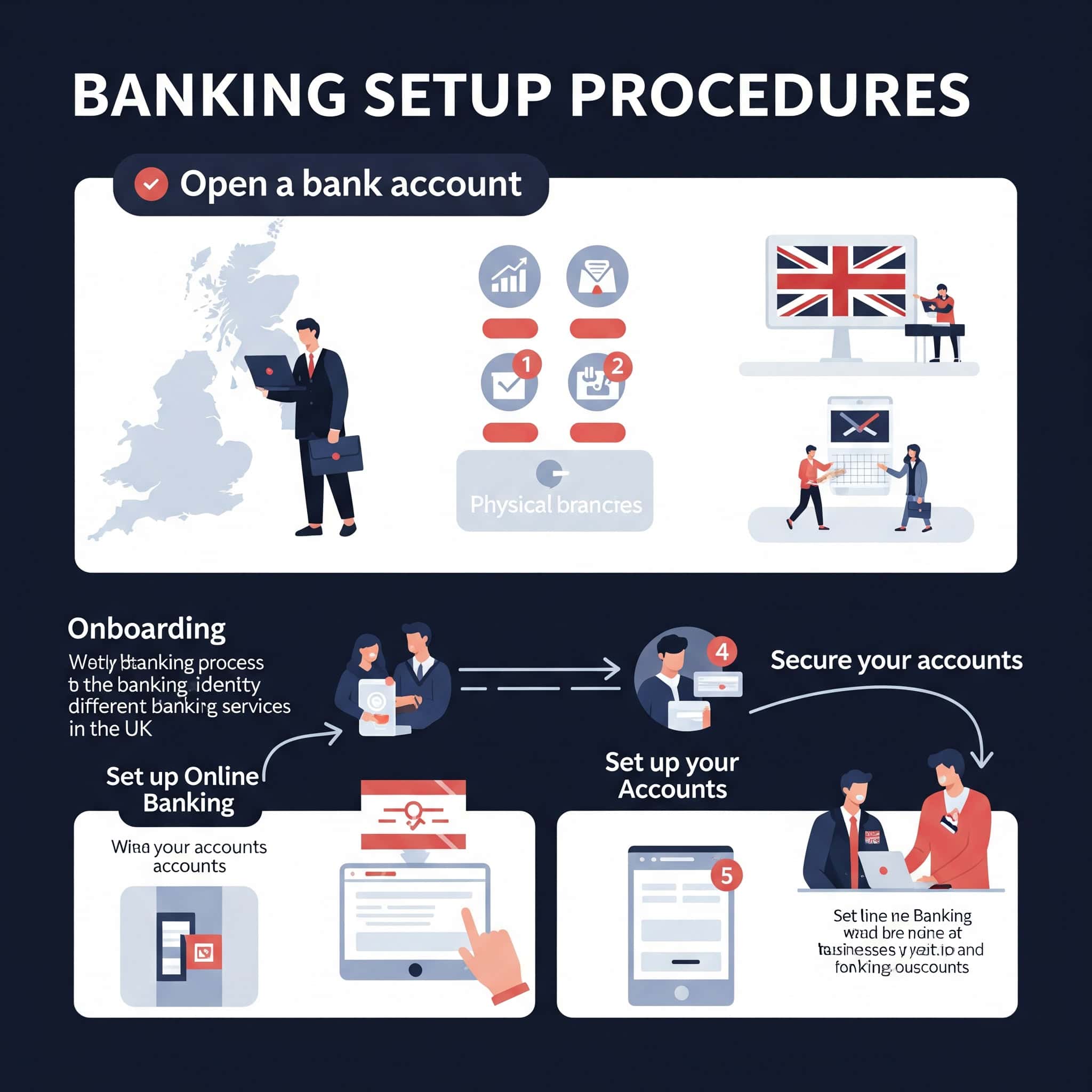 Comprehensive visual depiction of the banking setup procedures in the UK