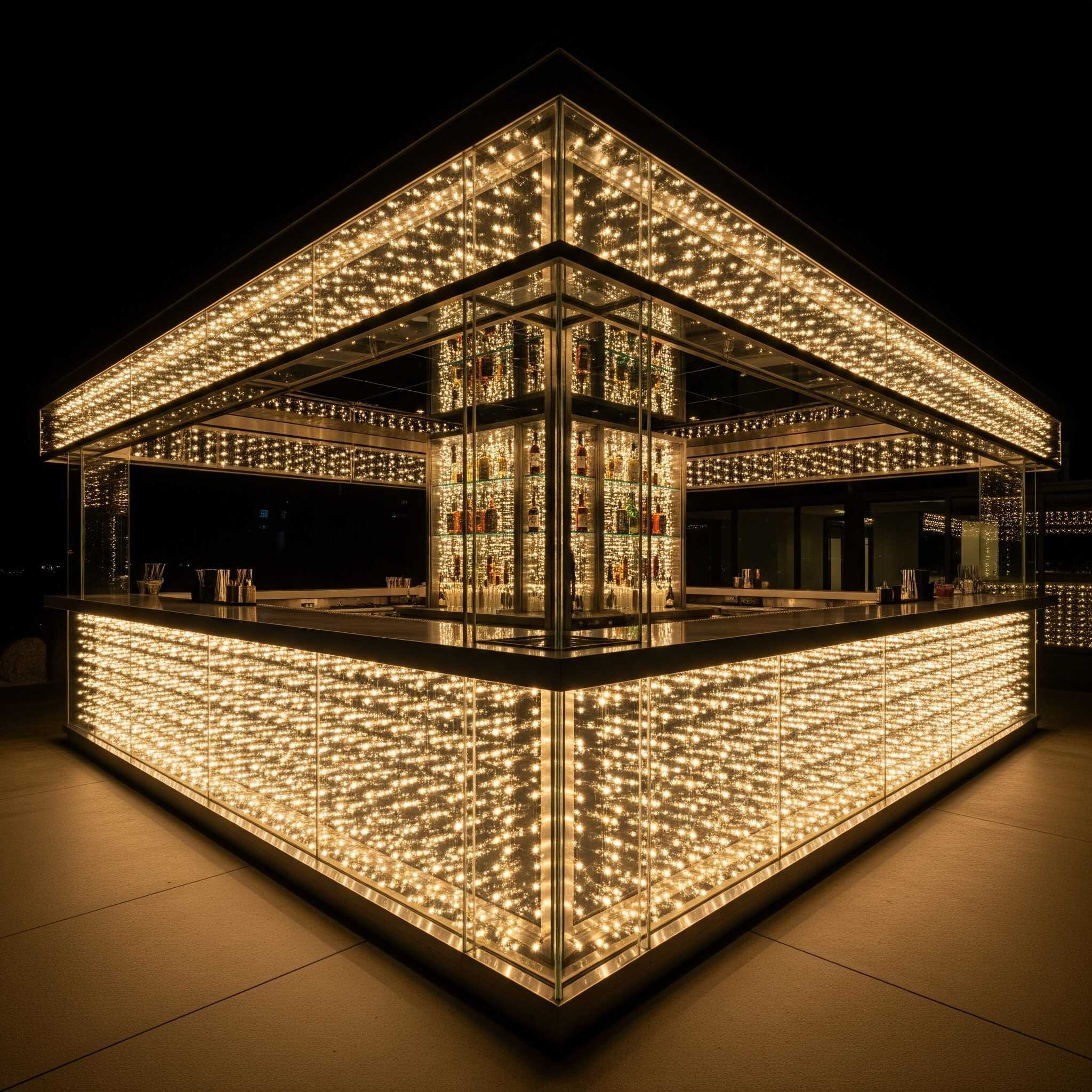 Glass and LED Illuminated Bar