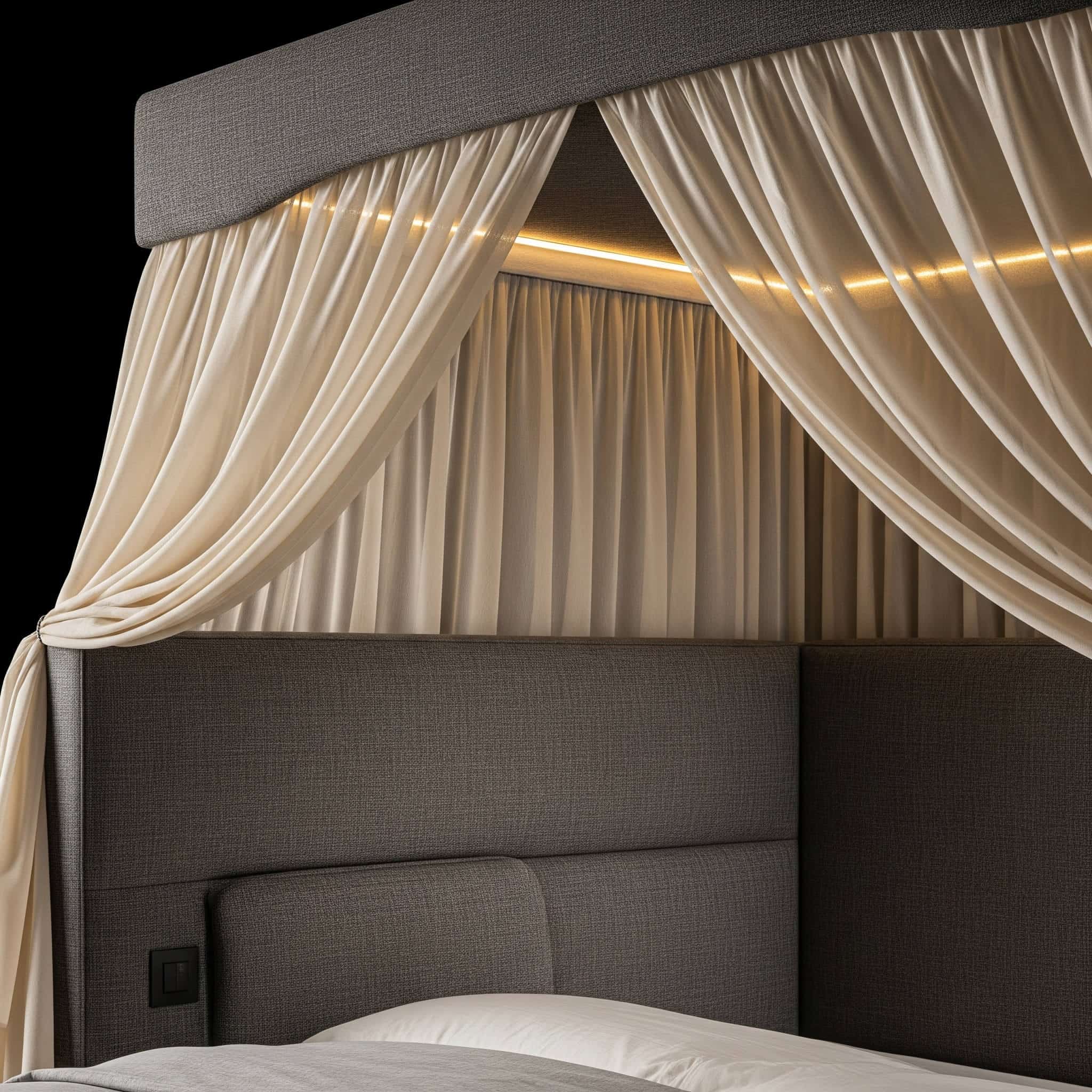 Headboard-Integrated Canopy