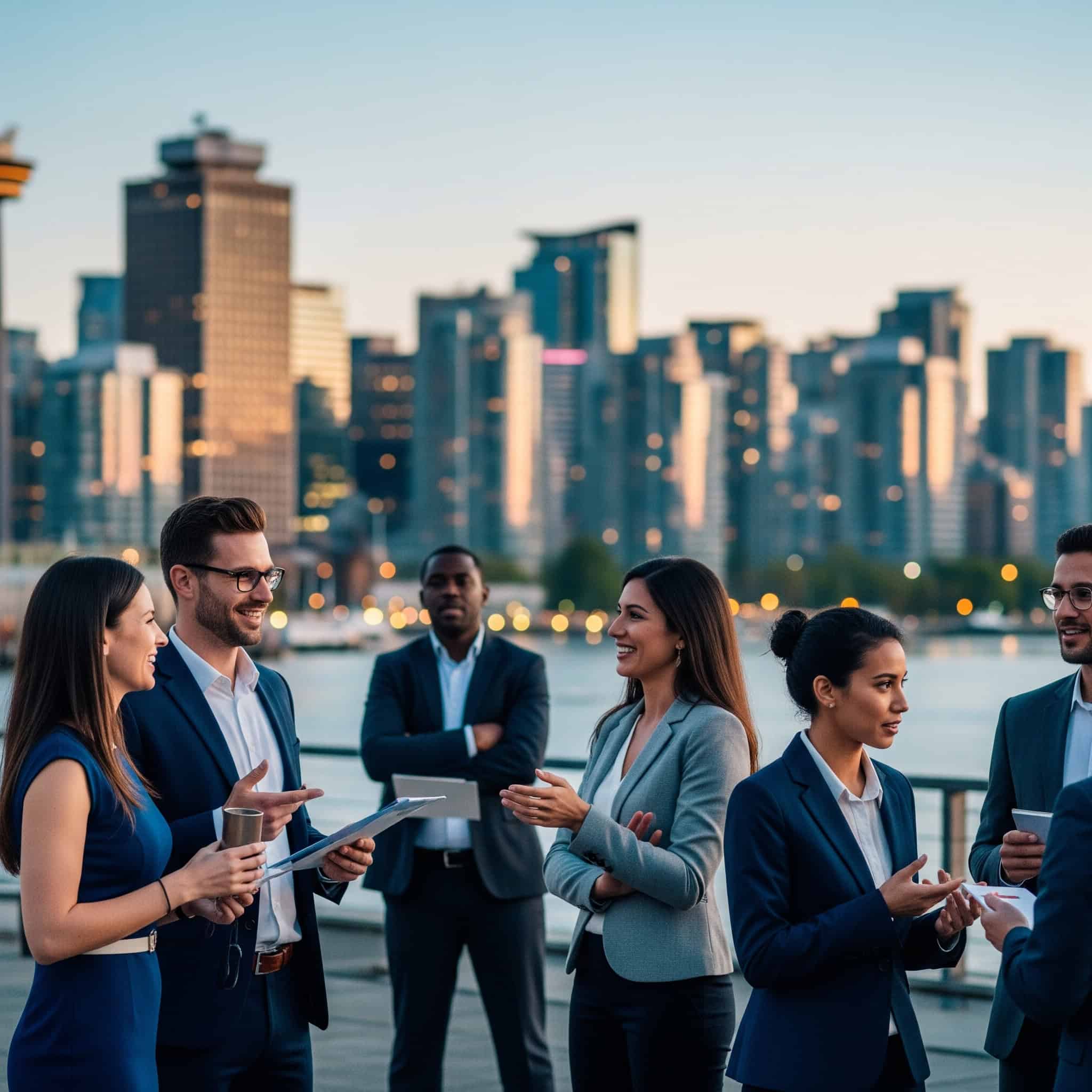 Professionals networking in Vancouve