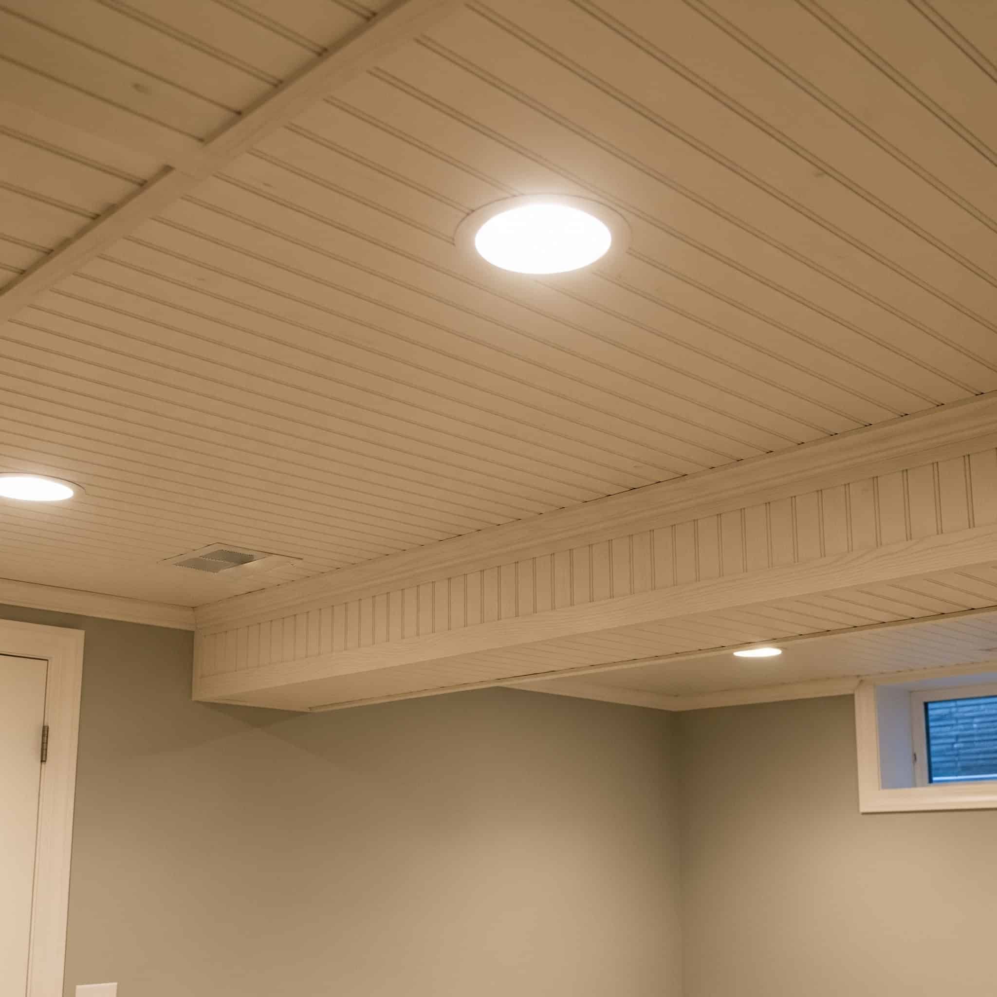 Beadboard Panels in a Bright Basement