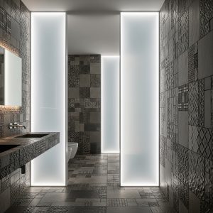Textured Tile Treatments and Backlit Translucent Materials