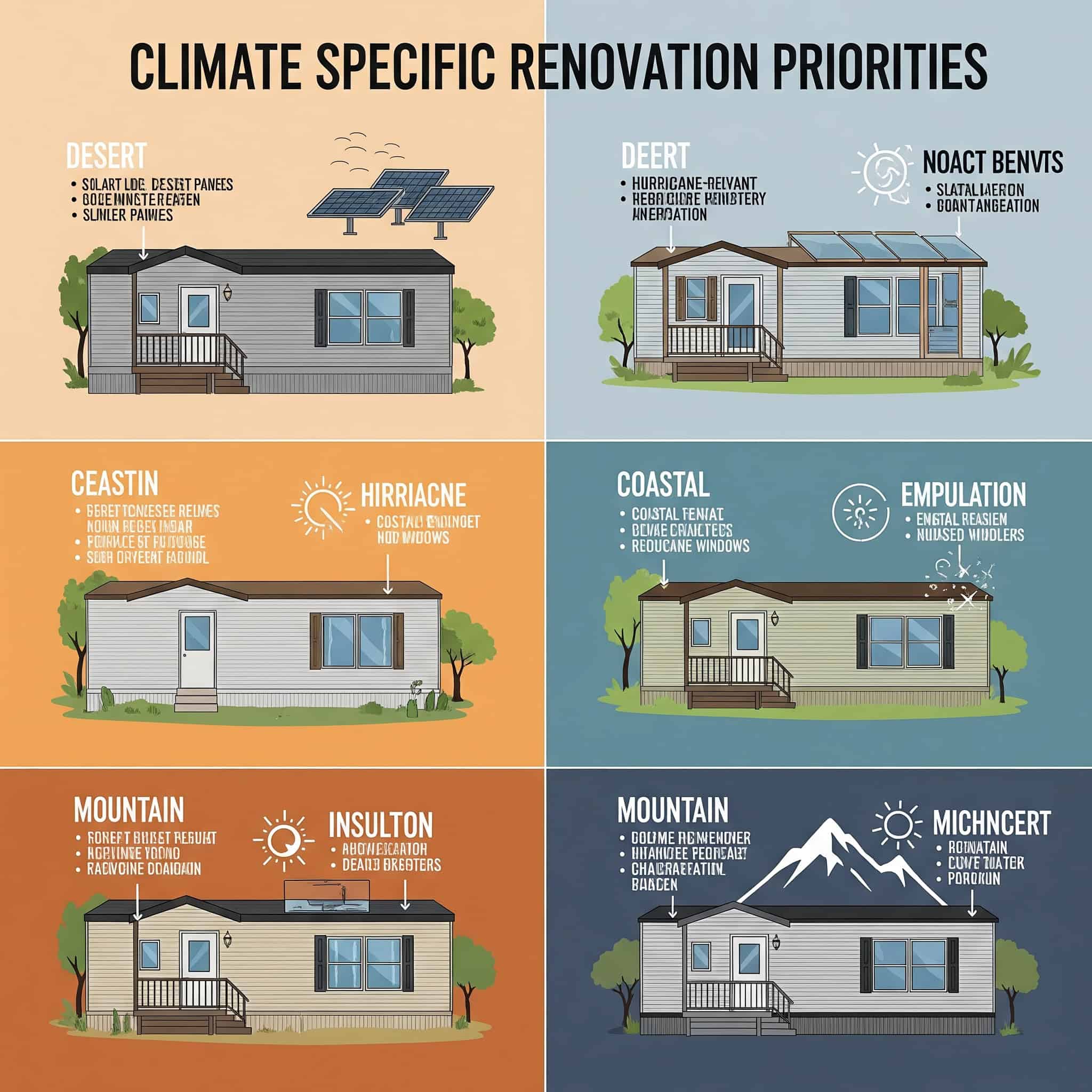 climate-specific mobile home renovation priorities for various regions