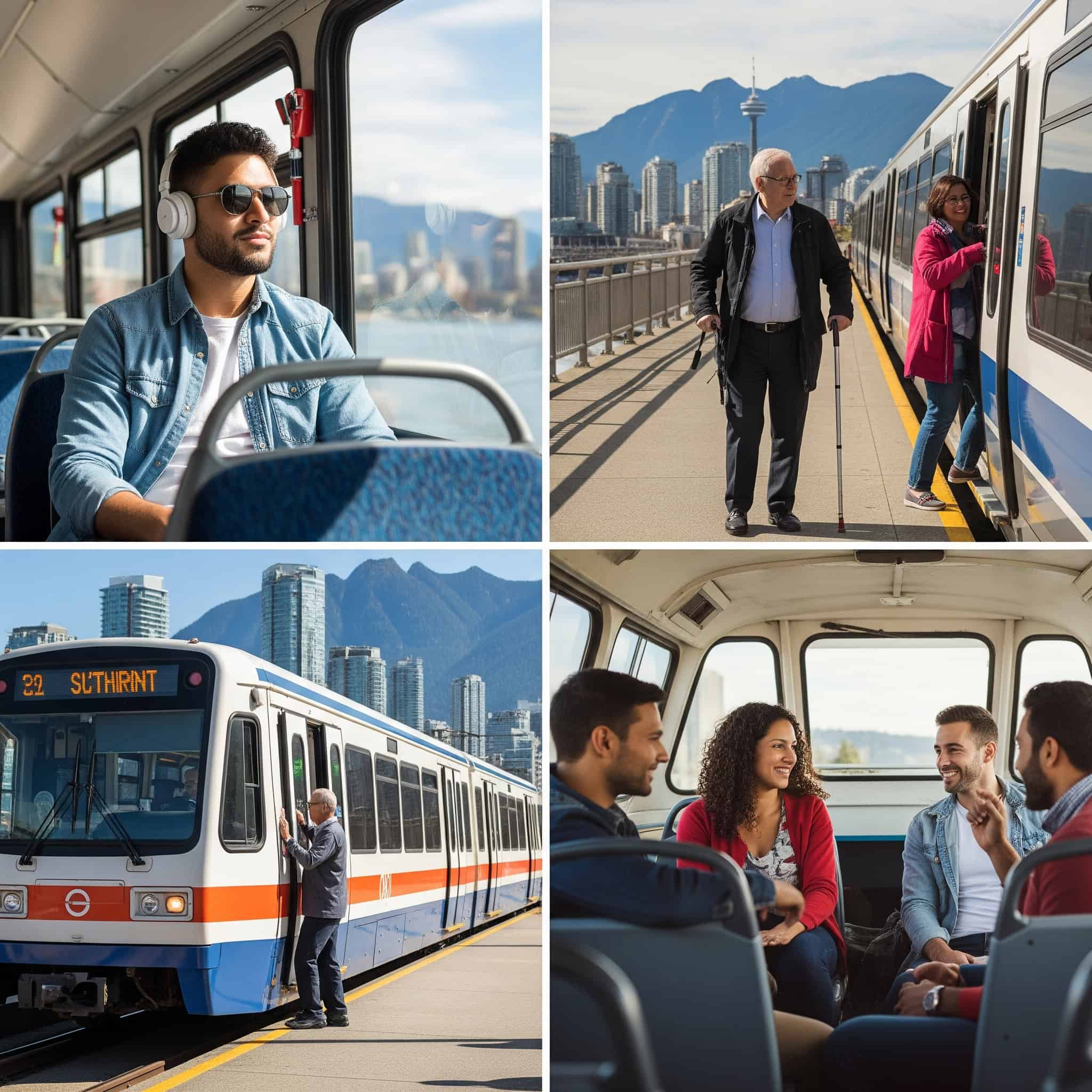 People using Vancouver's public transportation system