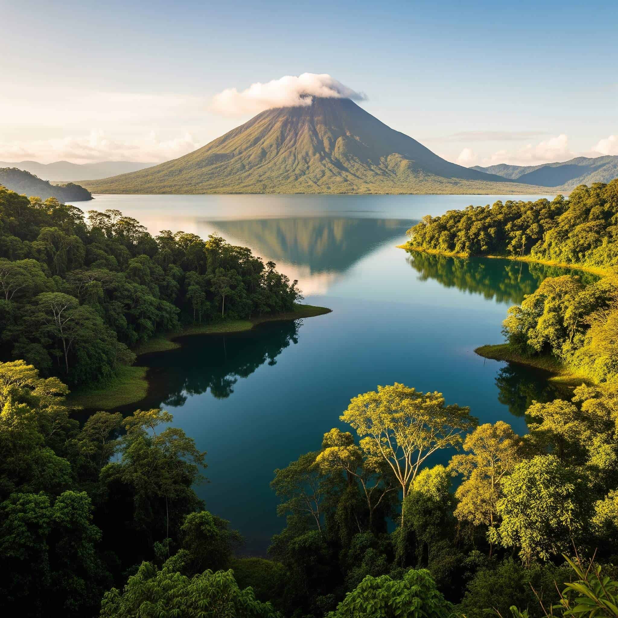 Wide-angle shot of the Lake Arenal Region in Costa Rica