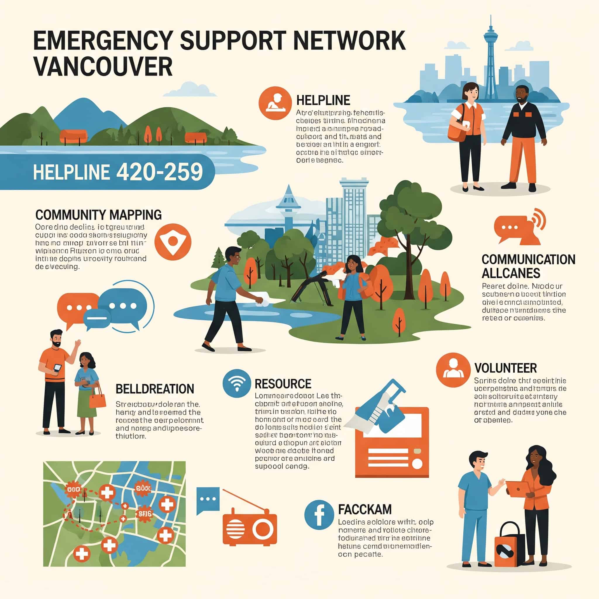 Infographic illustrating creating an emergency support network in Vancouver