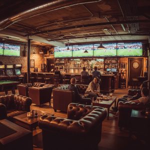 Basement sports bar and lounge