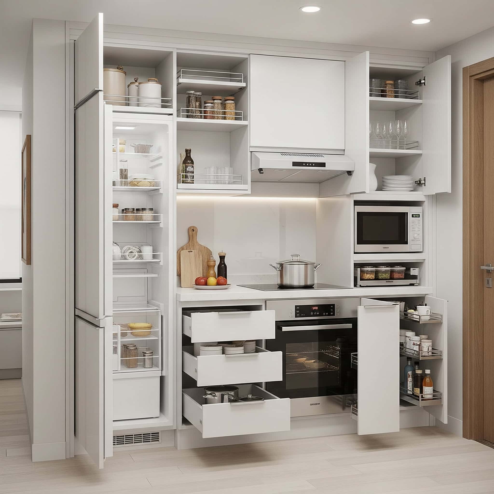 Space maximization techniques in small kitchen