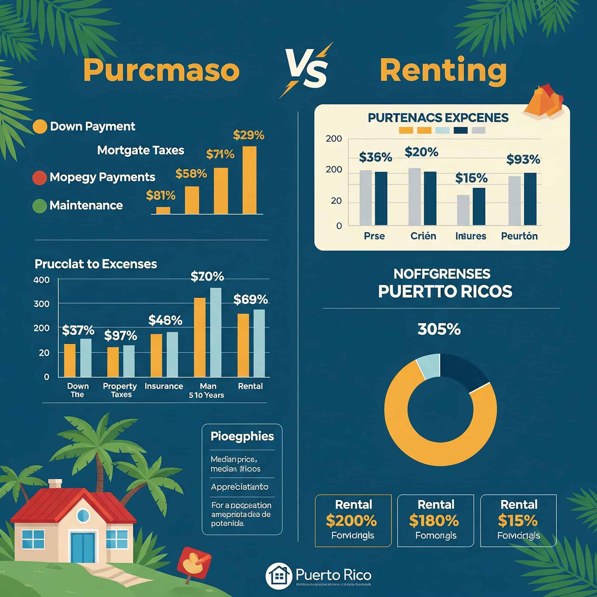 Infographic illustrating the key insurance considerations for individuals and businesses in Puerto Rico.