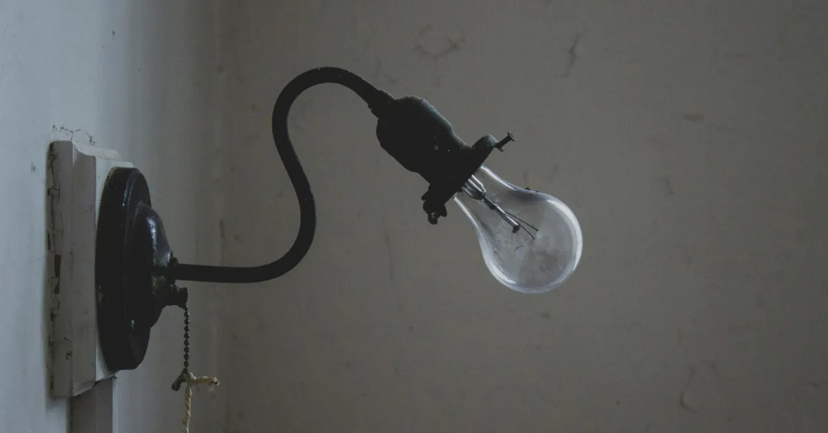 LED bulb attached to a white wall