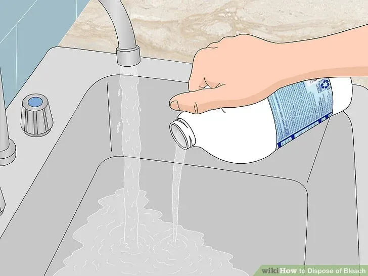 A person pouring bleach down the drain.