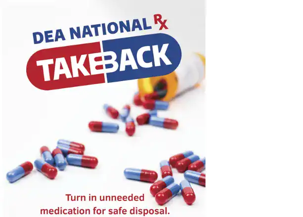Image from the DEA website promoting how to dispose of old pills the right way.