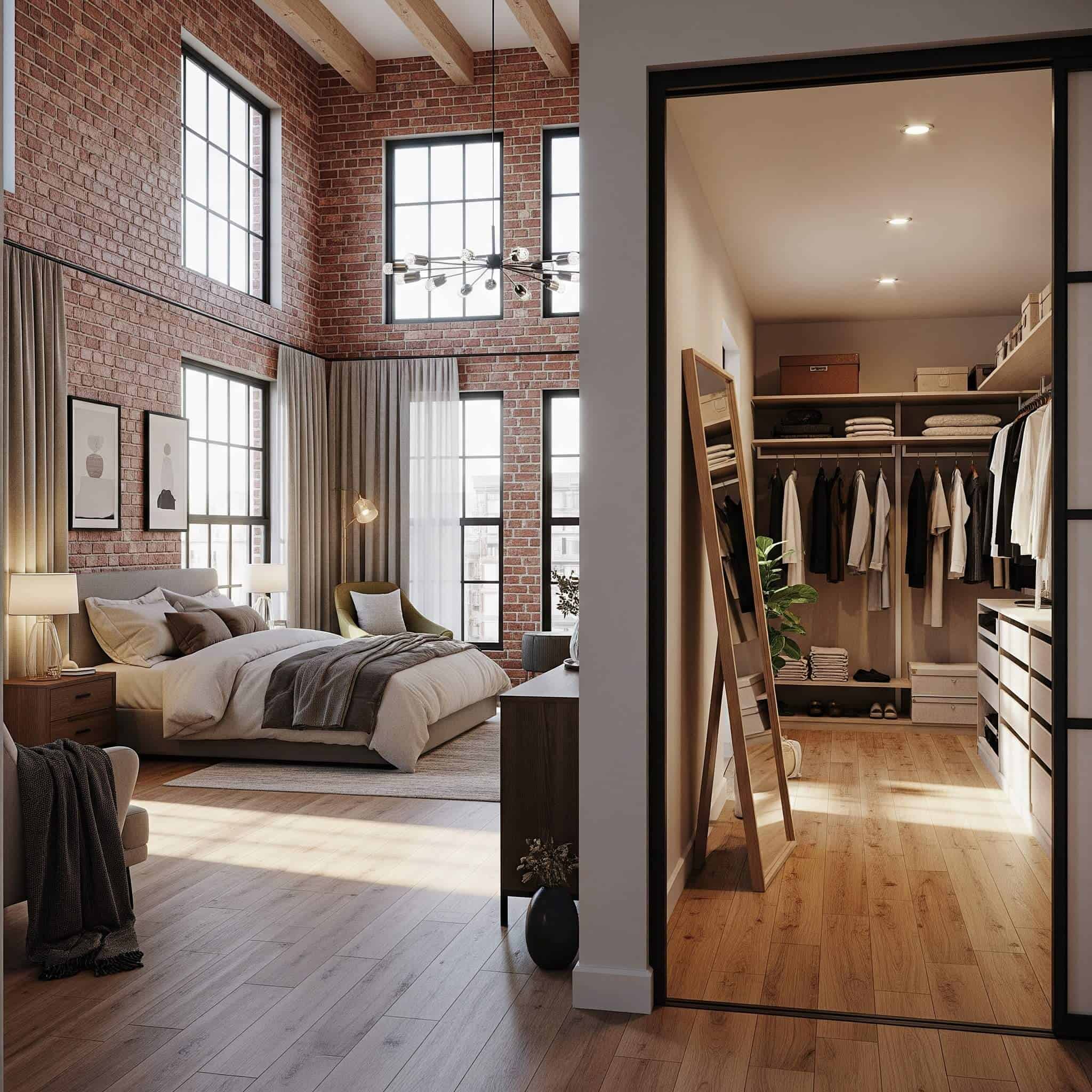 Loft master bedroom with dressing room