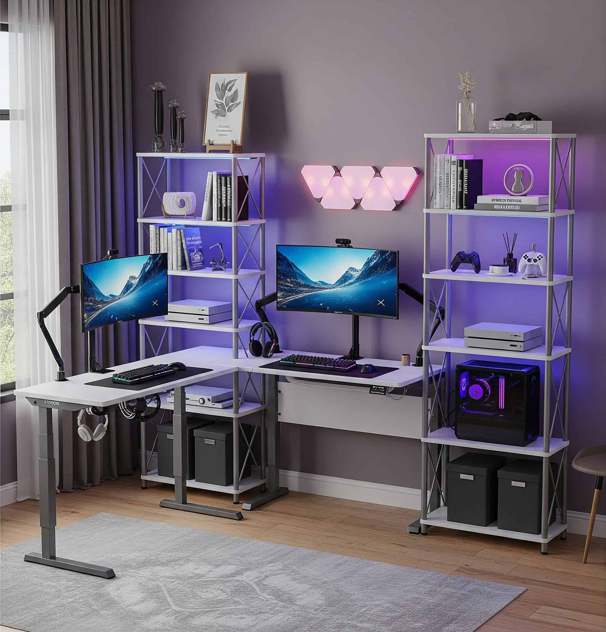 Design a setup with moveable components that can be reconfigured based on gaming needs or room usage changes.