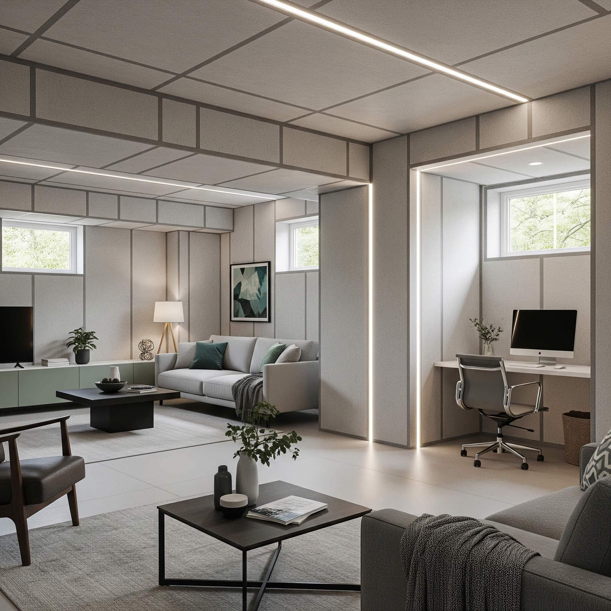  A modern 2025 basement with insulated panel systems (SIPs)