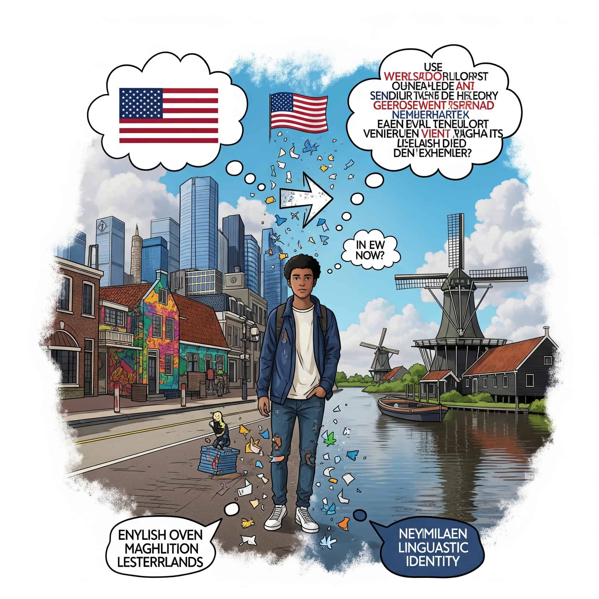 Linguistic identity evolution when moving to the Netherlands from the US