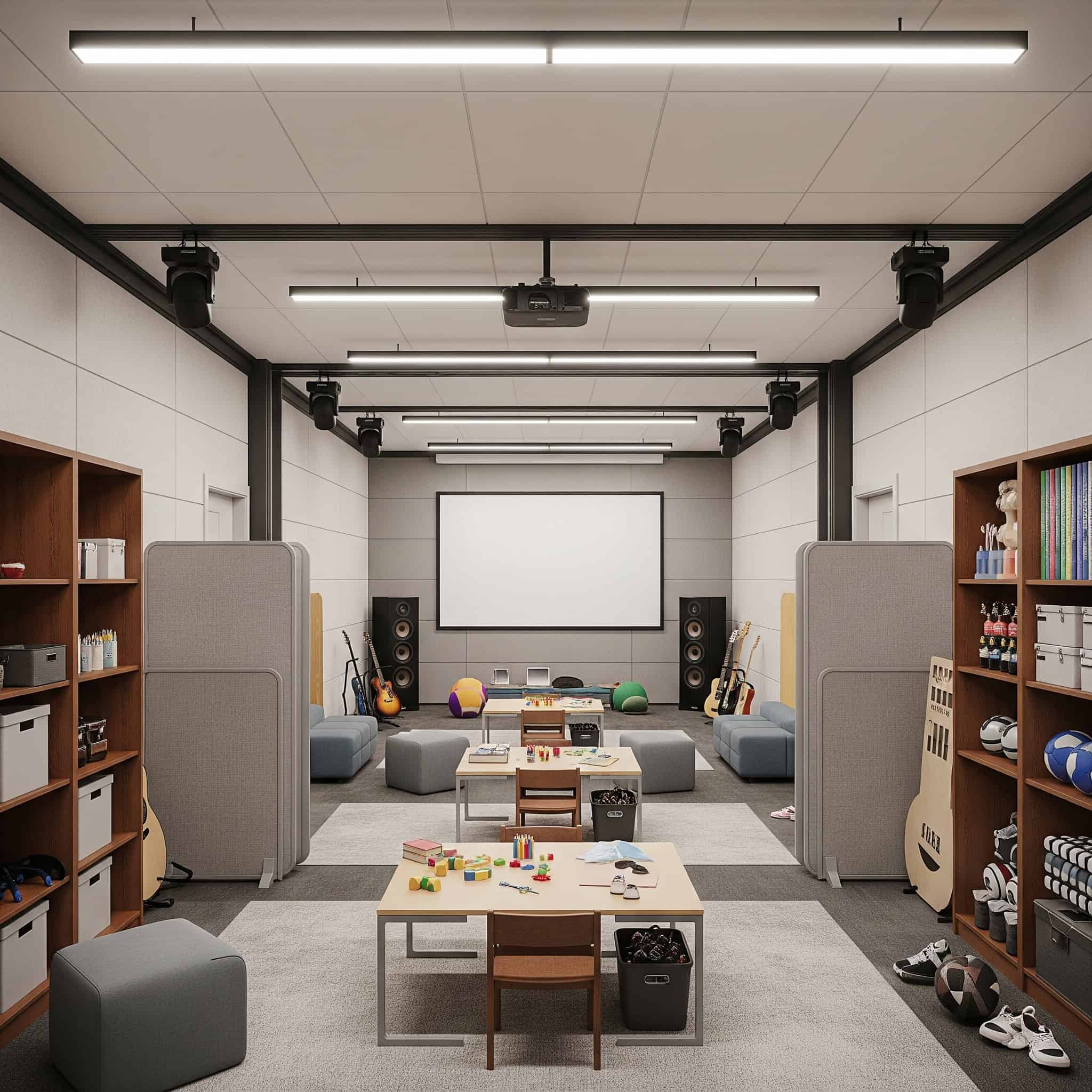 Entertainment spaces need flexible infrastructure that can adapt to different activities and group sizes. Electrical capacity becomes important for audio-visual equipment, while storage solutions must accommodate various entertainment supplies and equipment.