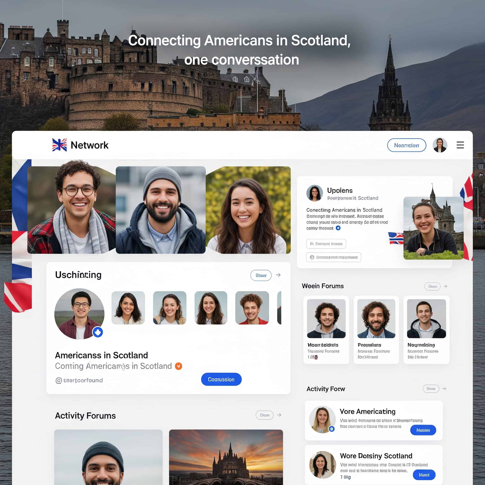Building a social network for Americans moving to Scotland.