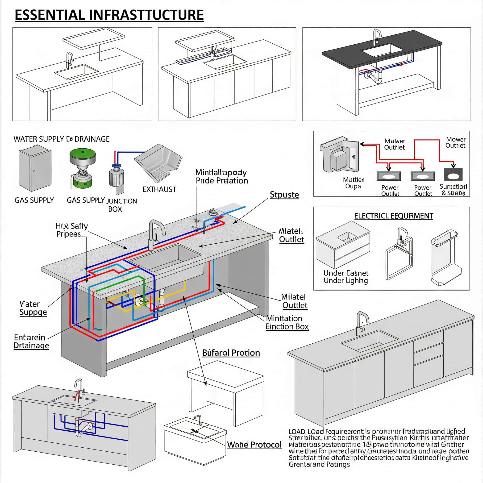 Kitchen island infrastructure requirements.