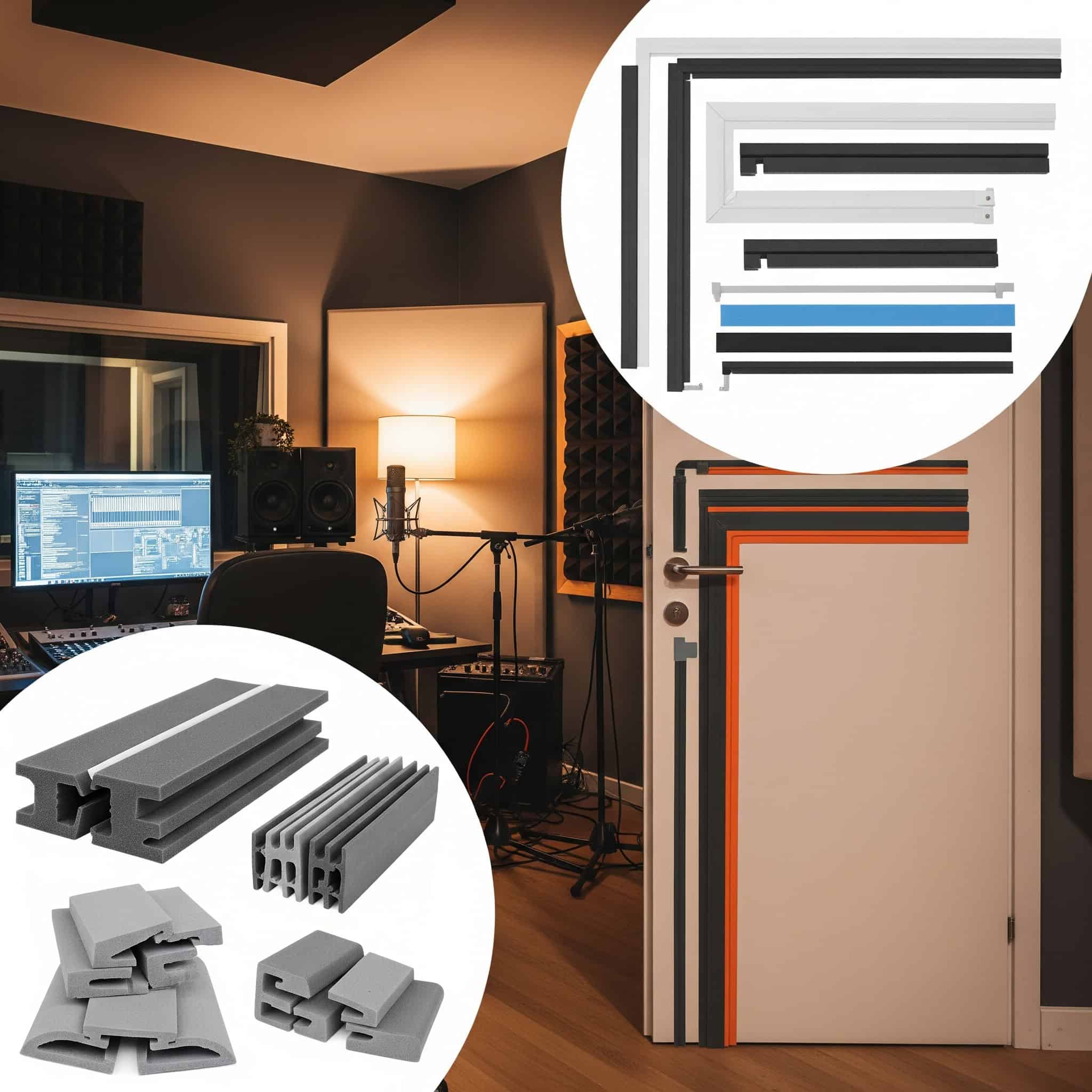 Door seal kits in a bedroom recording studio