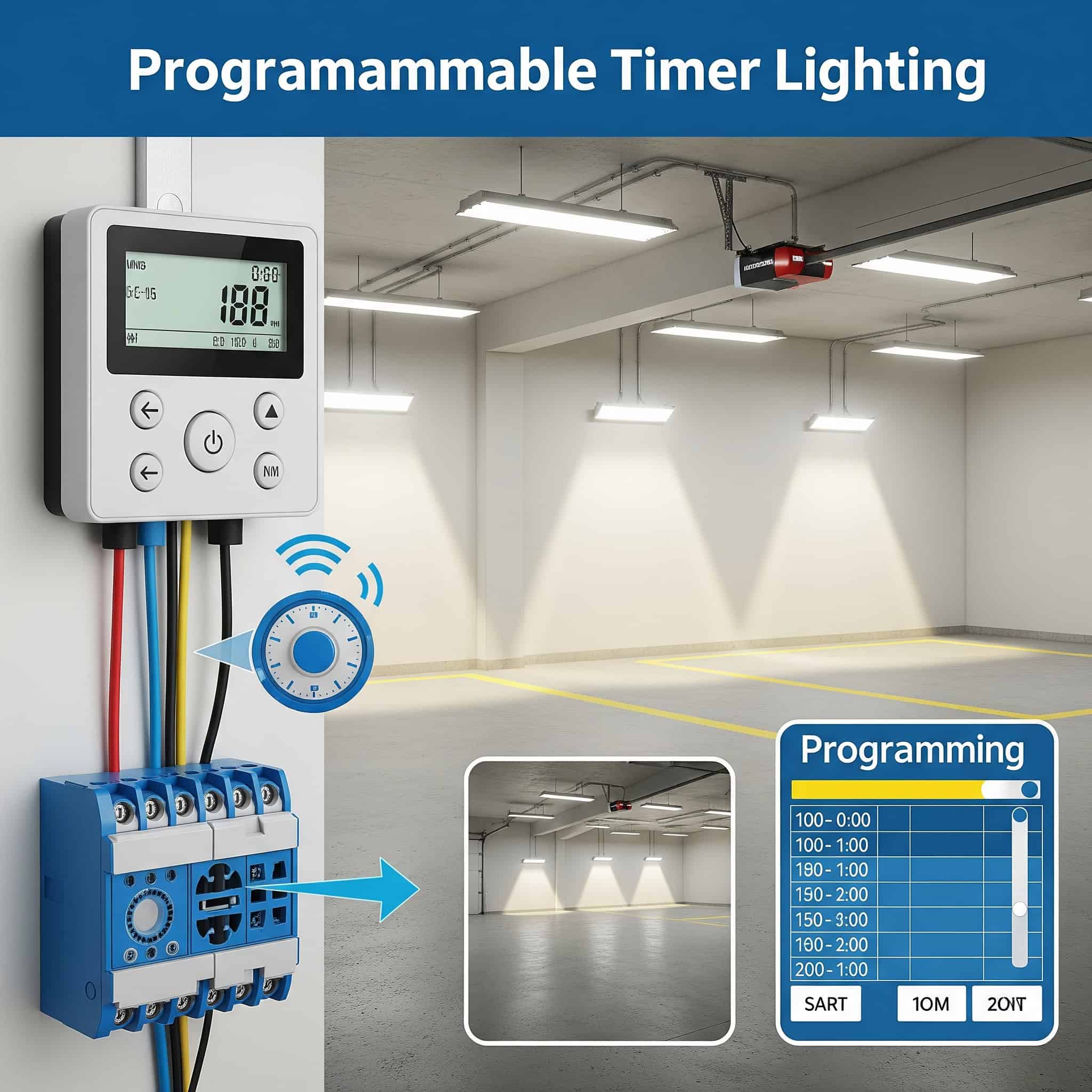  Programmable timer-based lighting in a garage