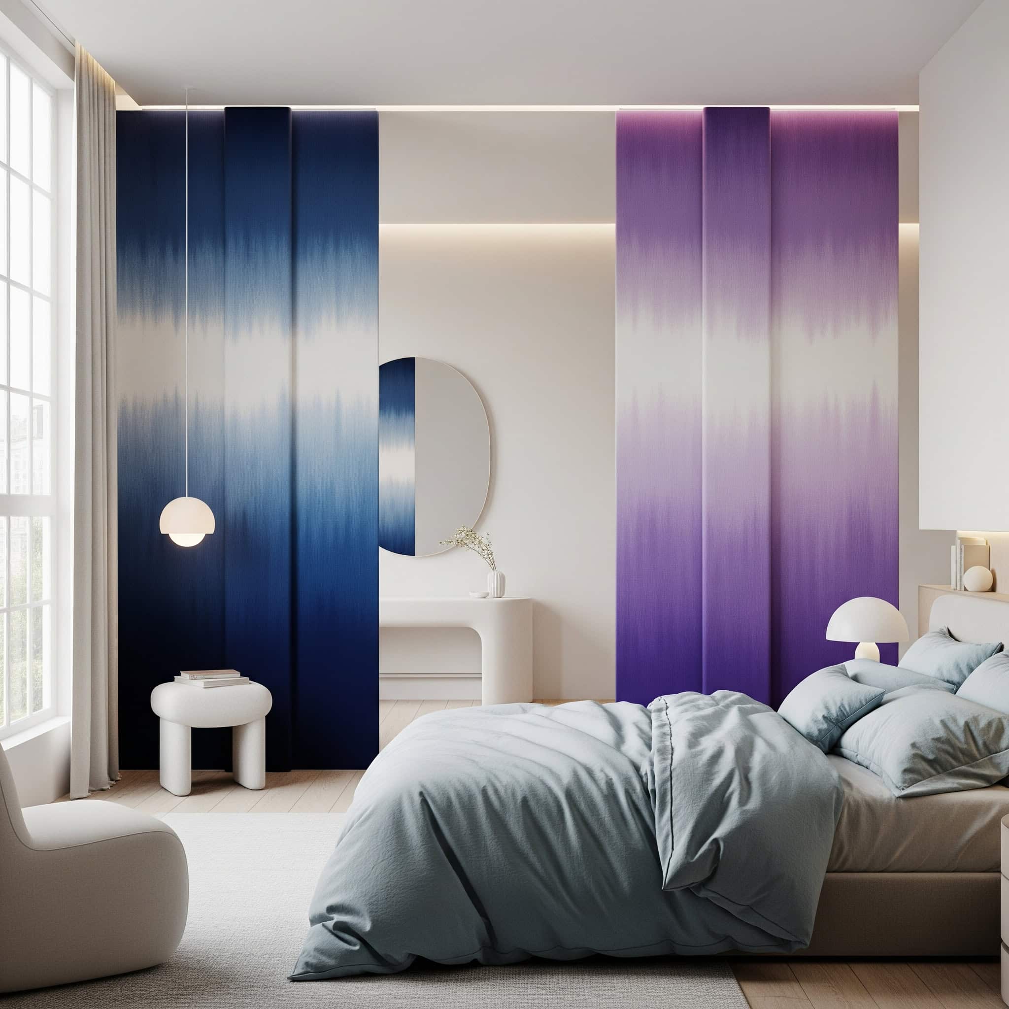  A modern 2025 bedroom with ombré dyed panels