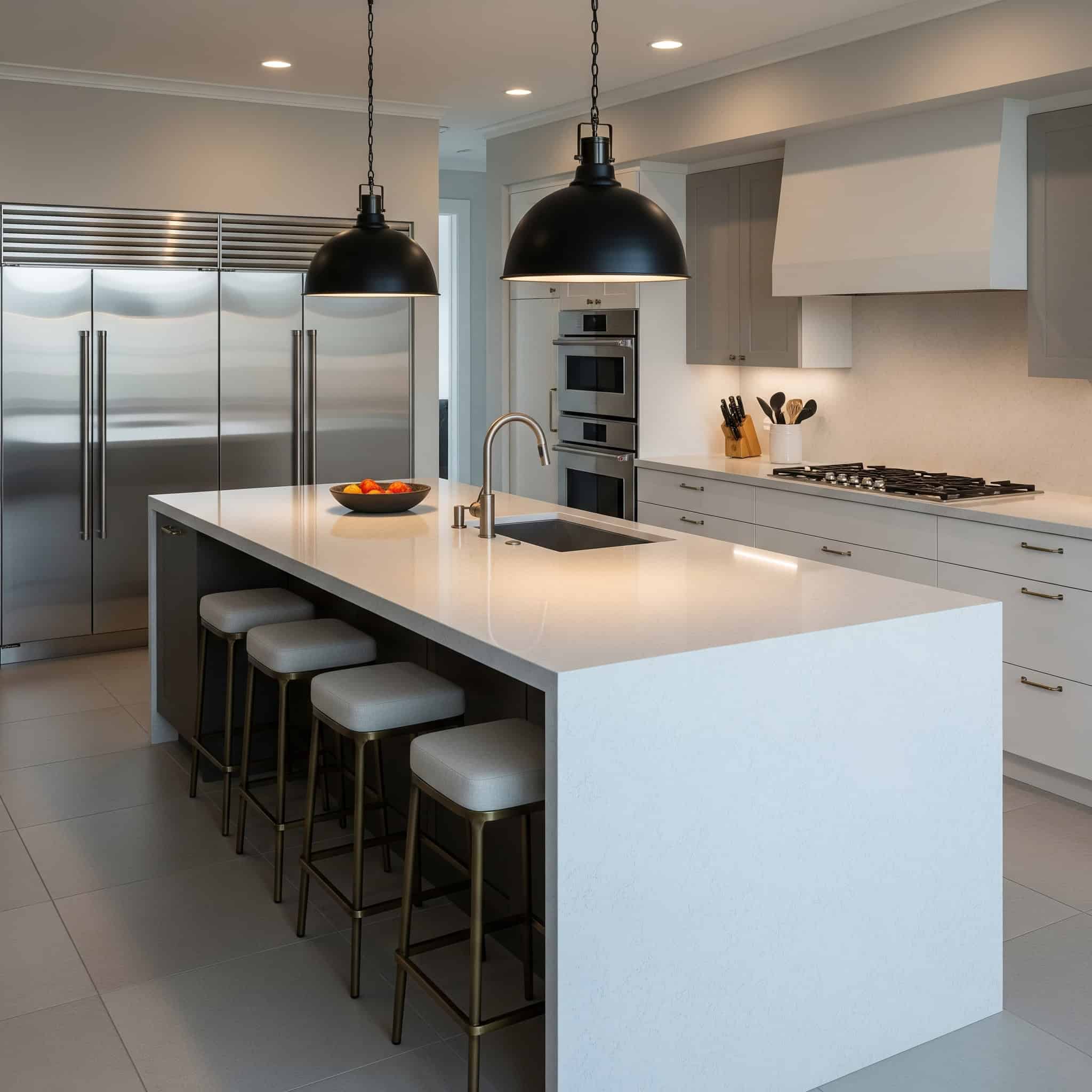 Sleek, modern kitchen island