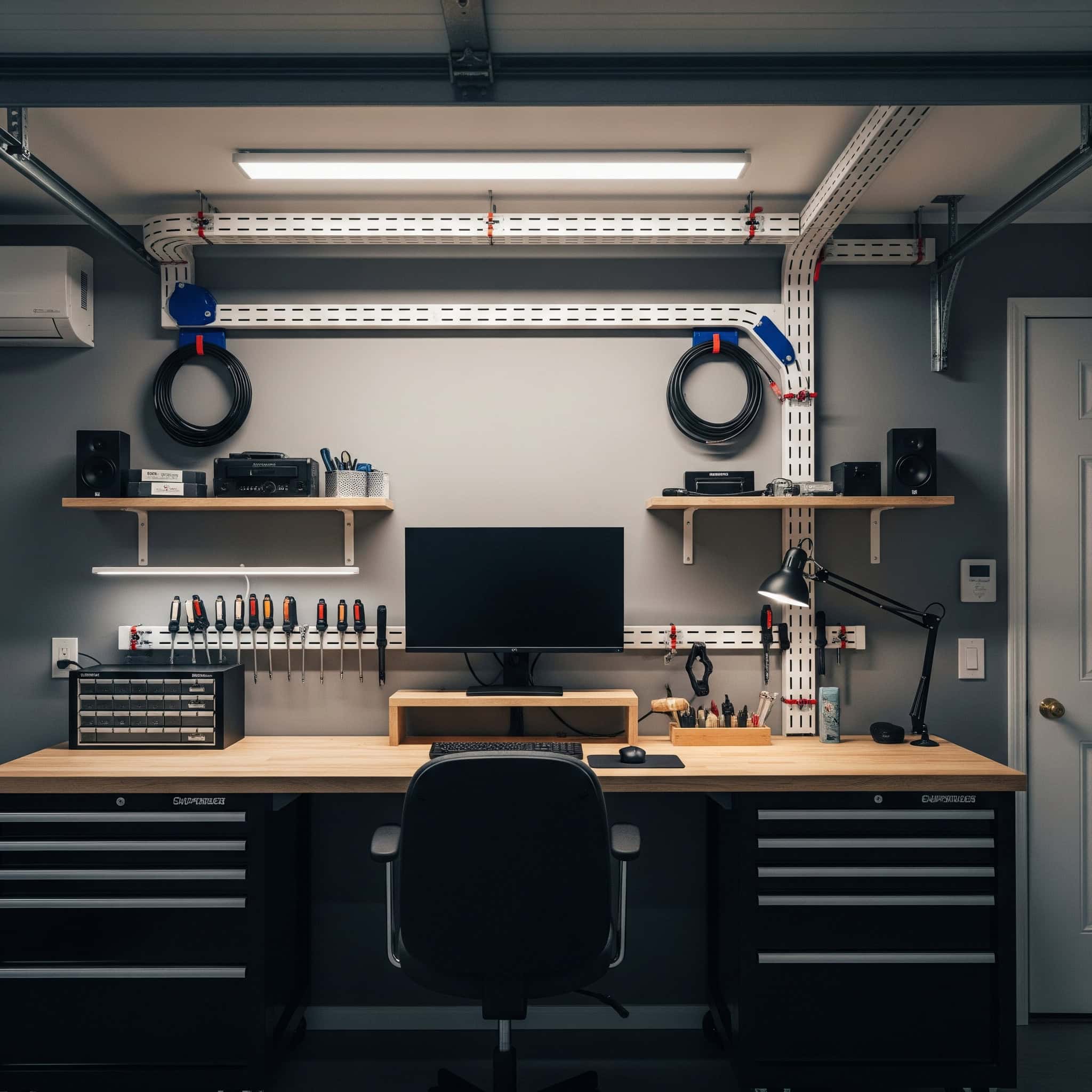 Garage studio with cable raceways