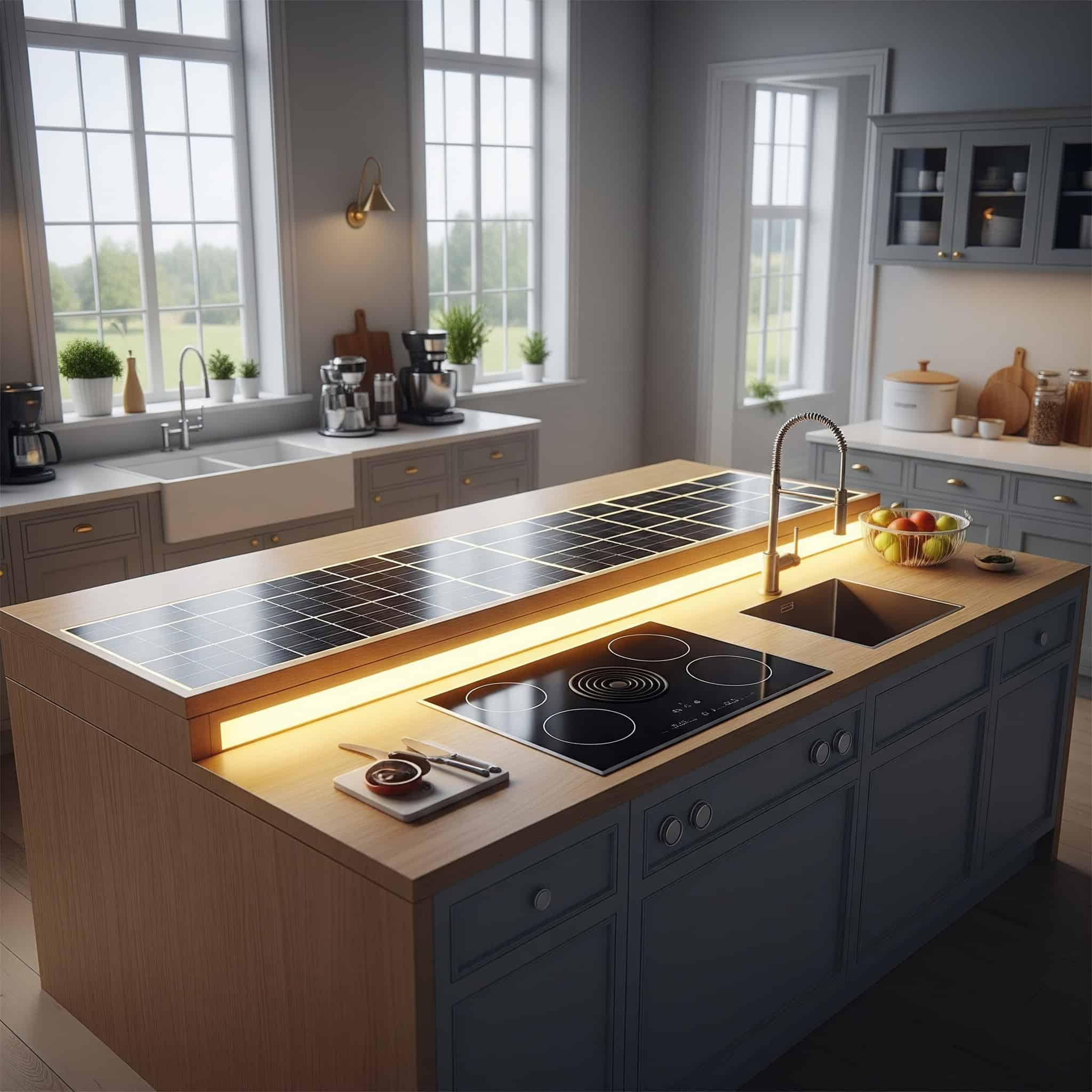 Solar-powered kitchen island