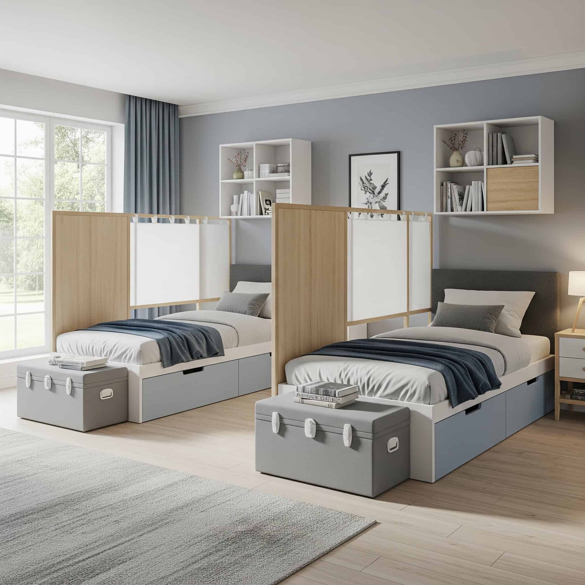 Shared bedroom with optimized space and privacy