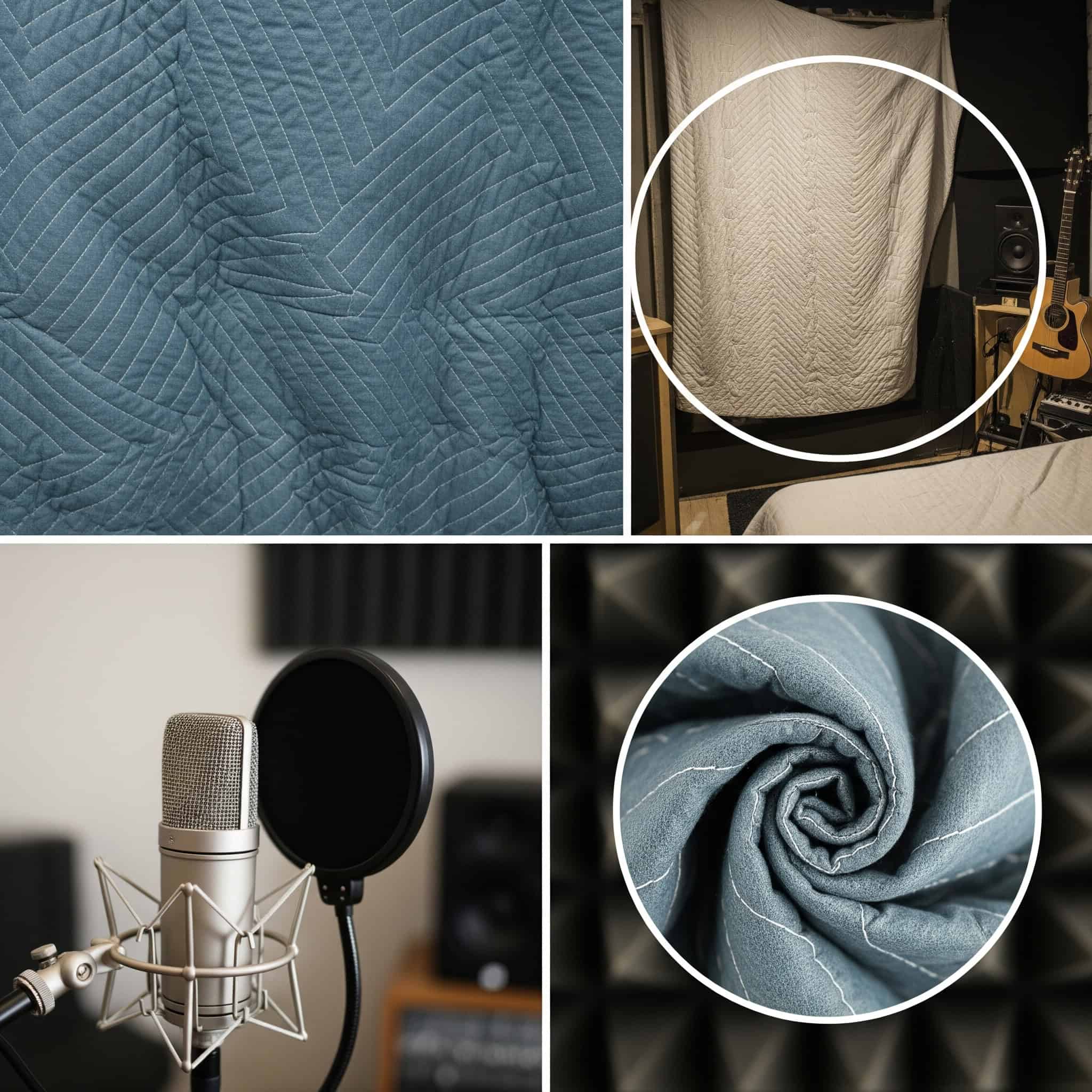 Moving blanket acoustic treatment in a bedroom recording studio