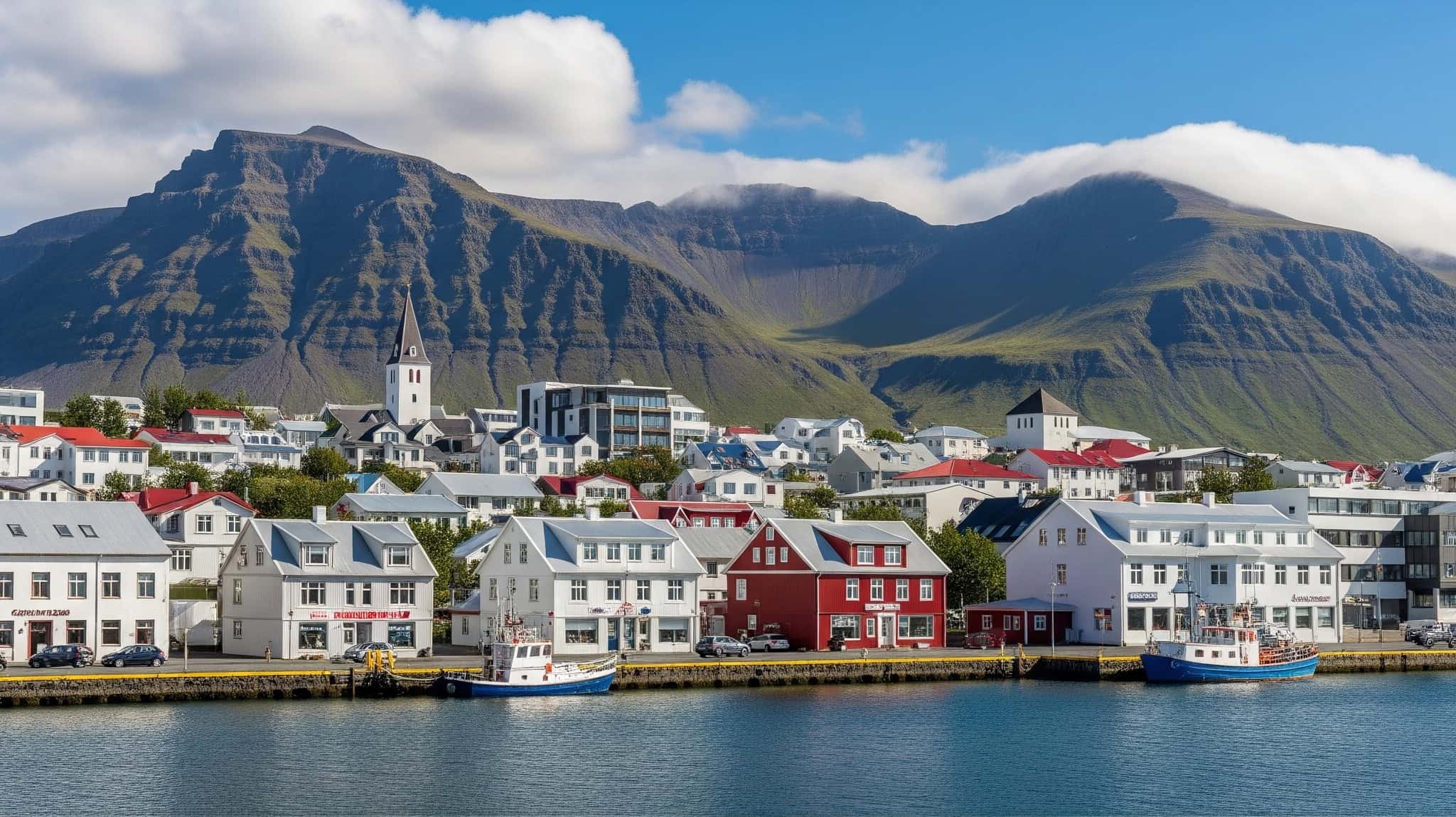 Scenic view of Akureyri, Iceland