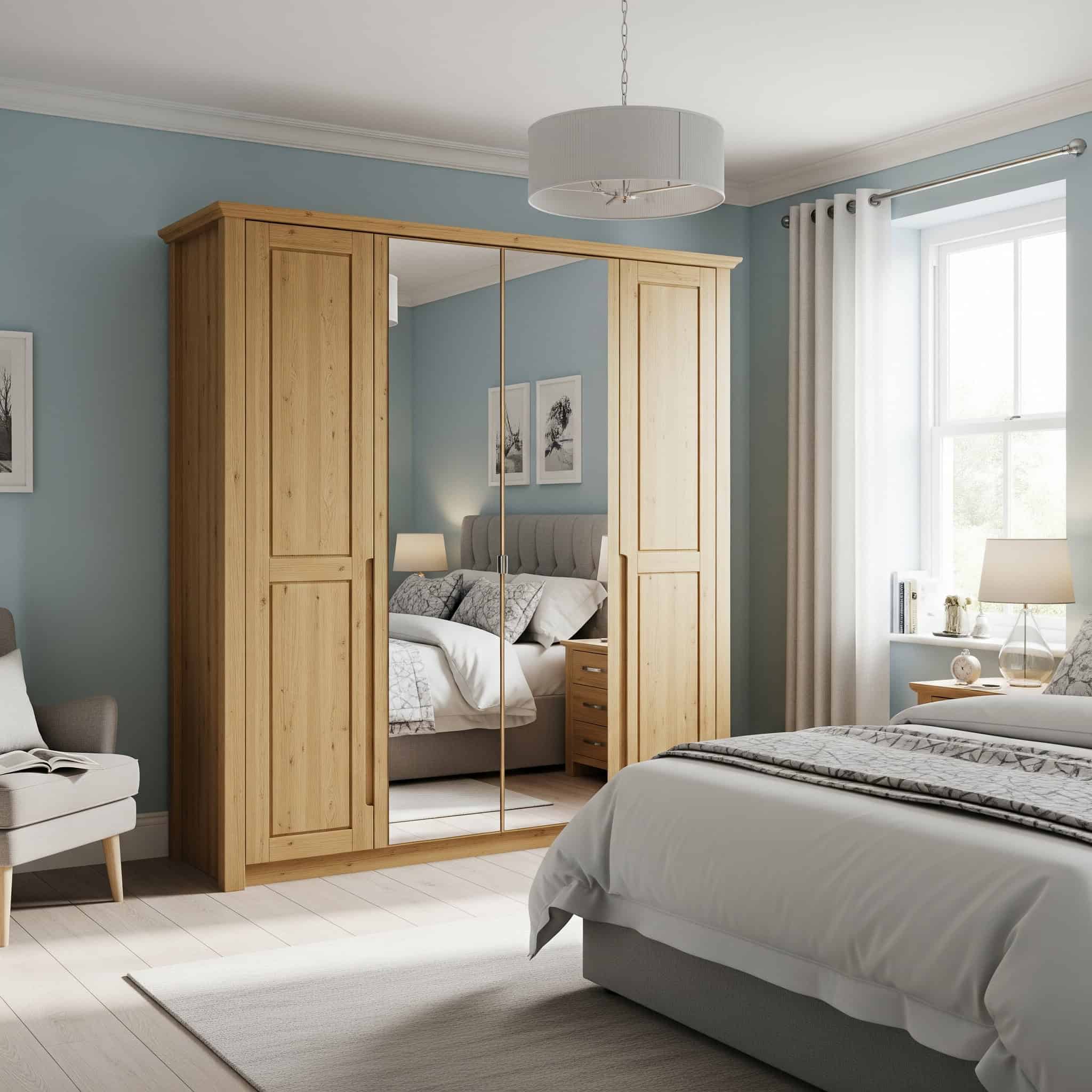  Bedroom with a wardrobe with mirrored doors