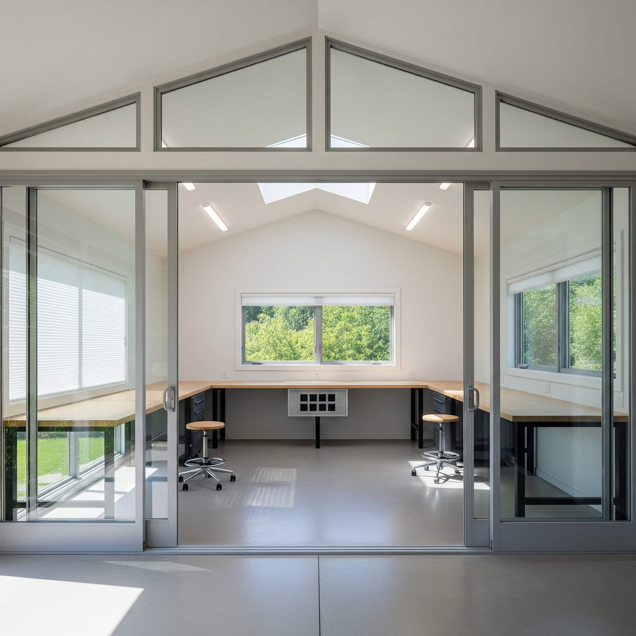 Garage studio with natural light.