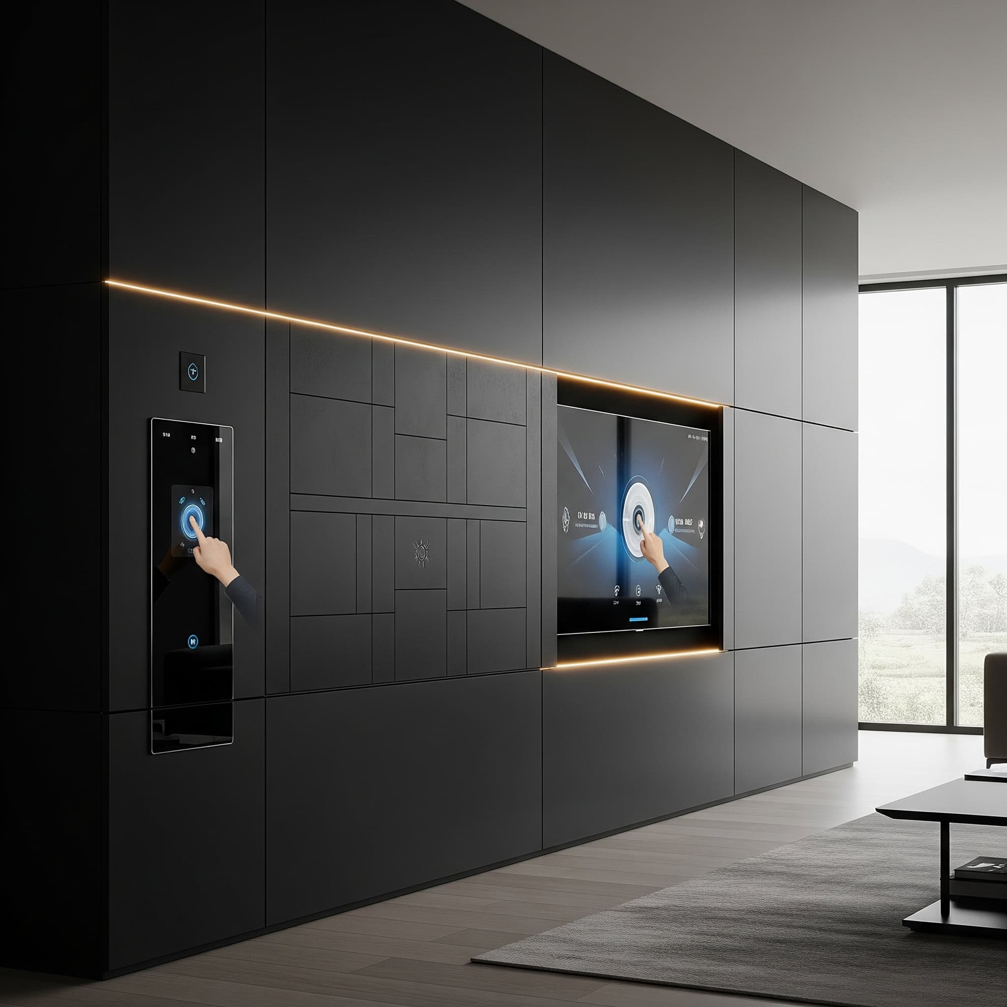 Smart wall with integrated technology.
