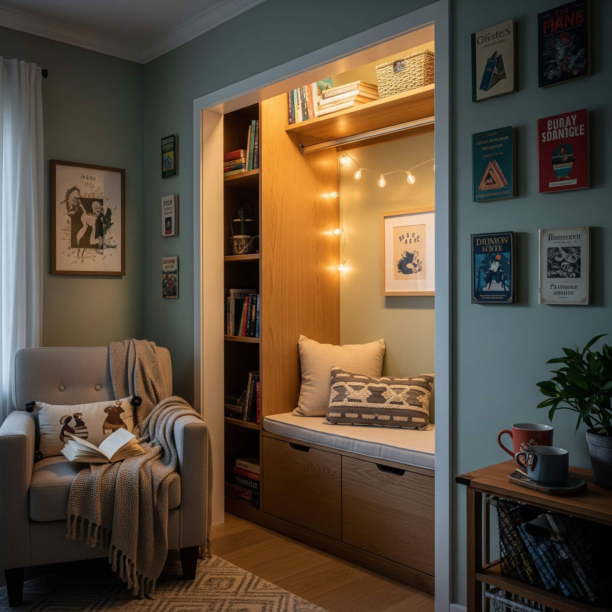 Closet conversion reading nook