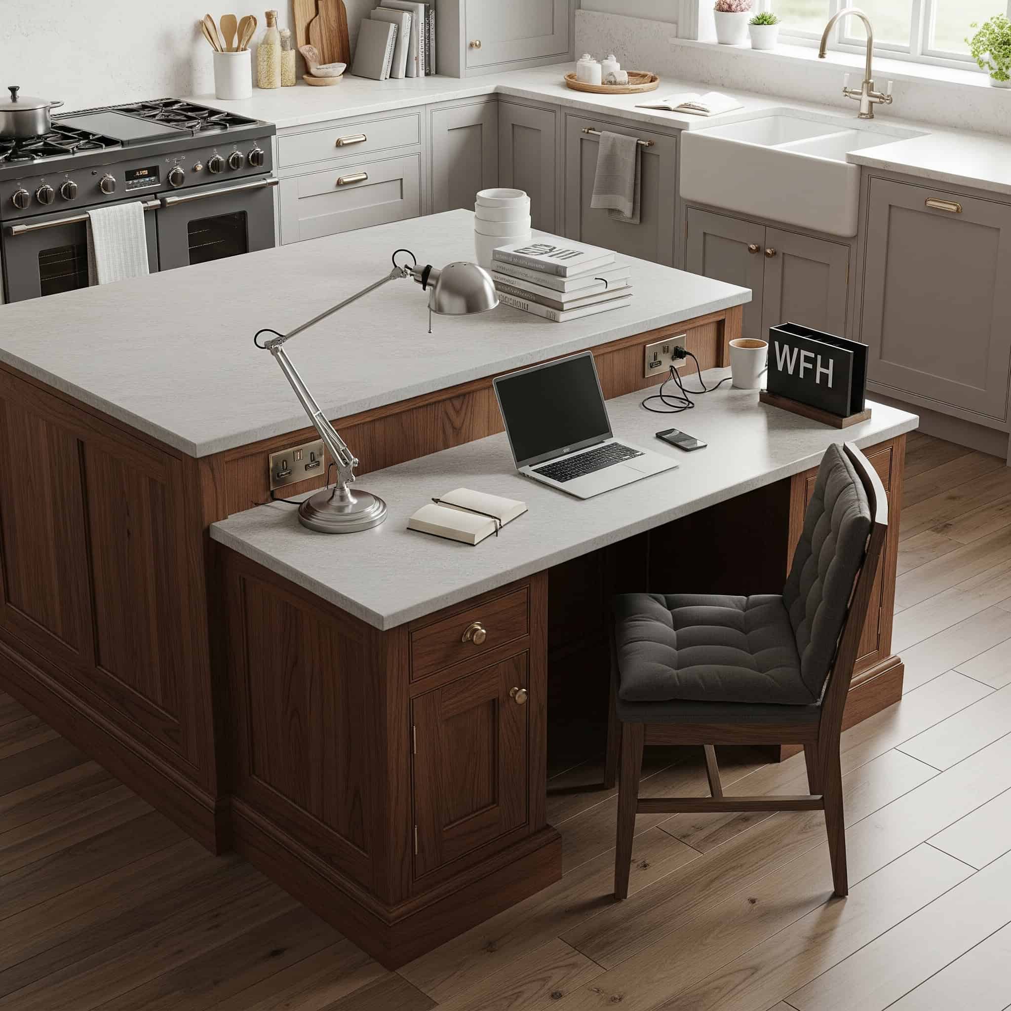 Kitchen island homework/WFH station