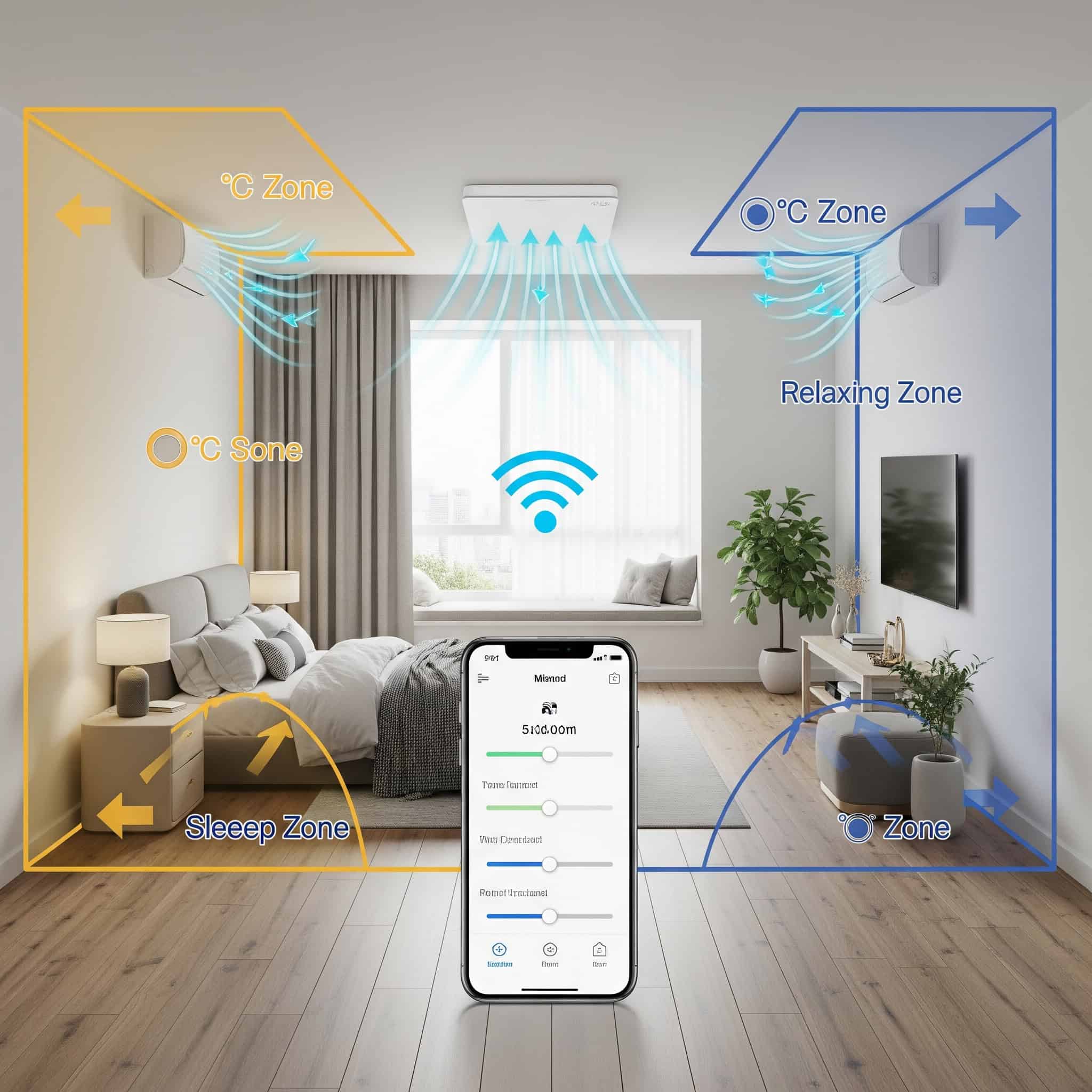 Climate control zoning in bedroom.
