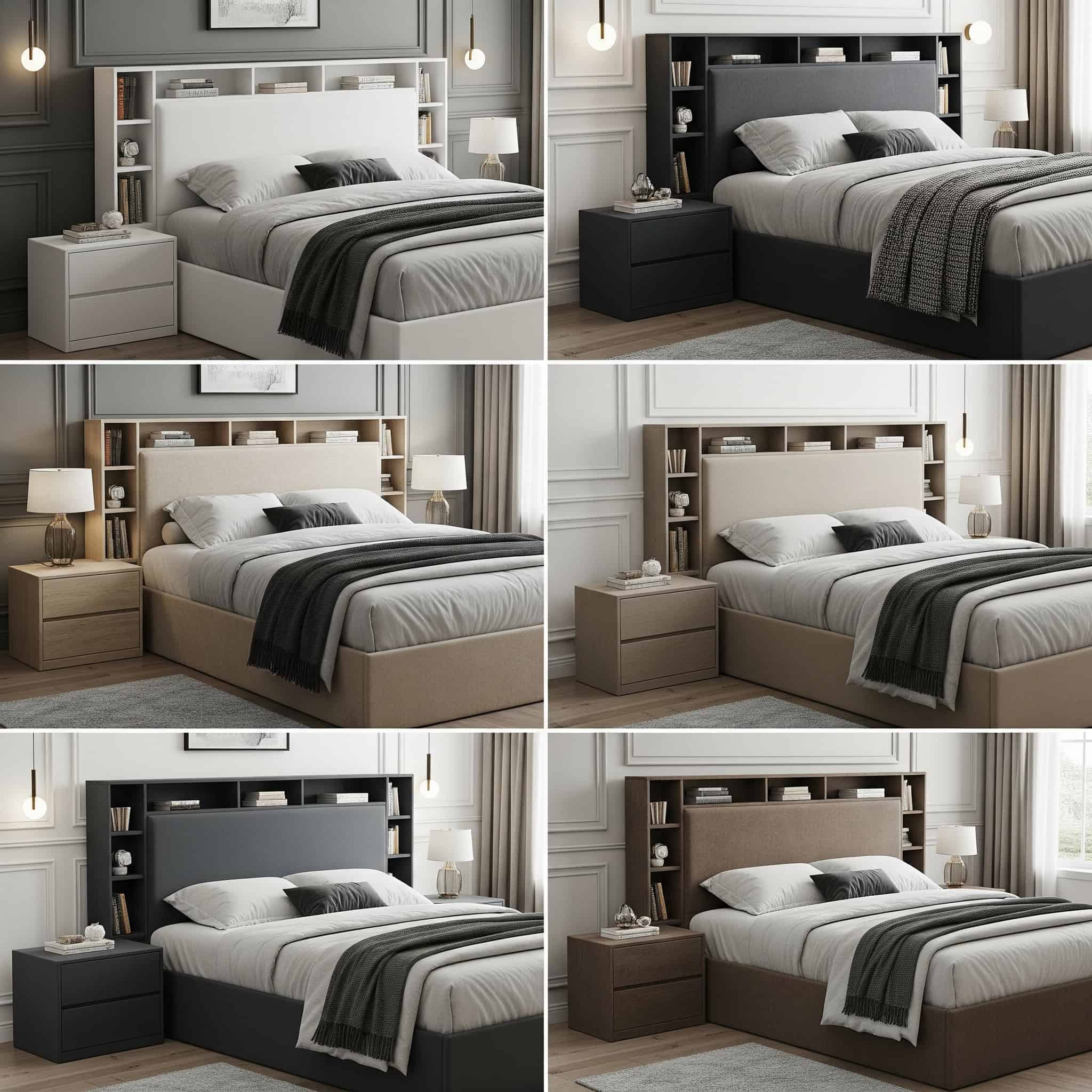 Headboards with integrated storage solutions.