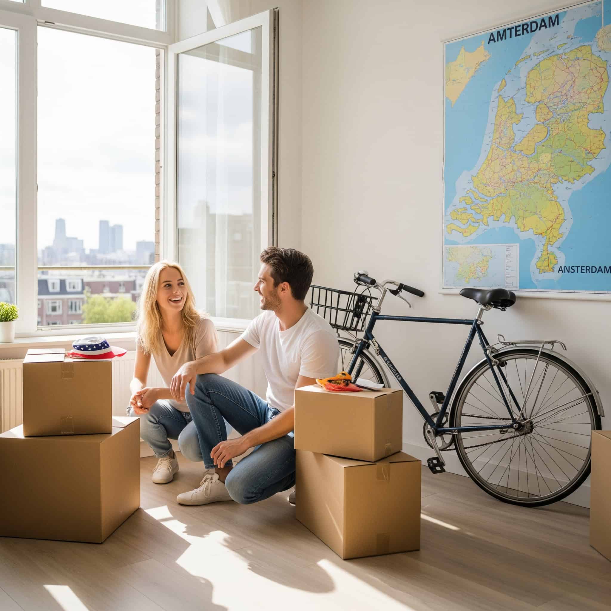 Young couple preparing to move from the United States to the Netherlands.