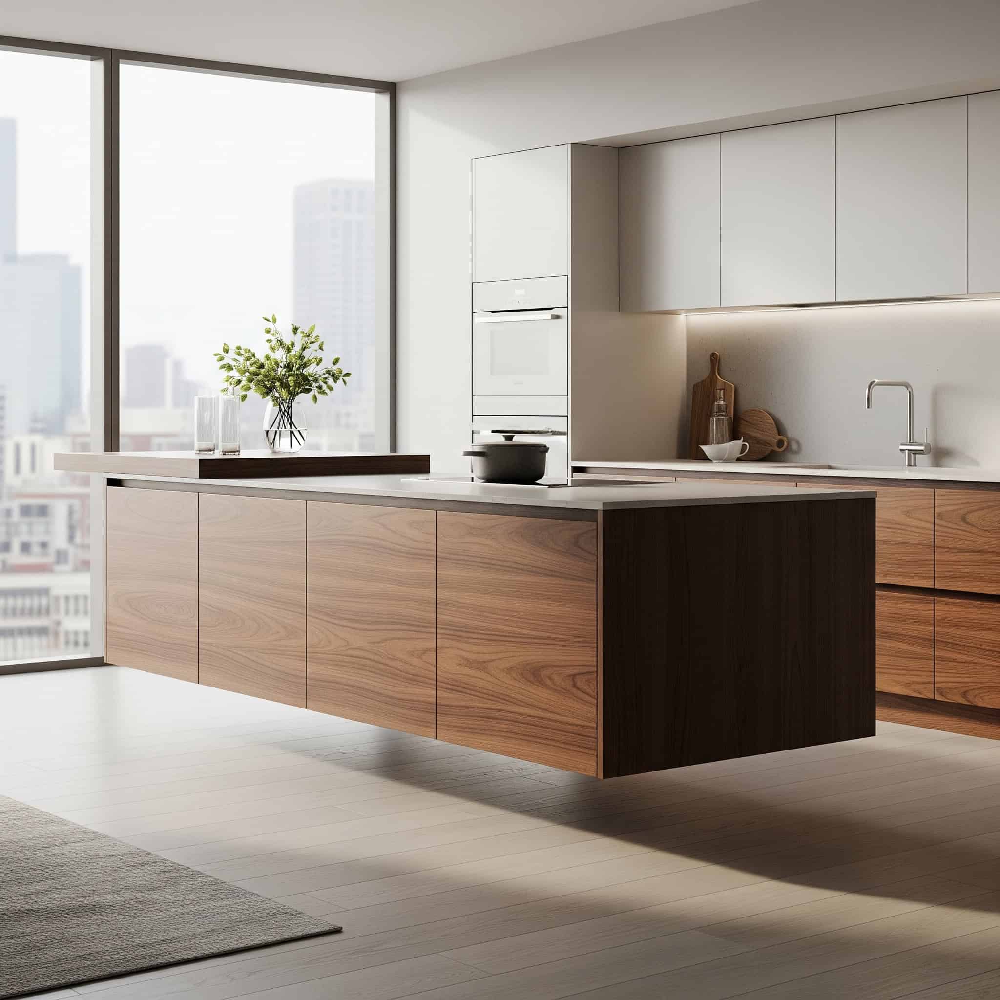 Floating kitchen island.