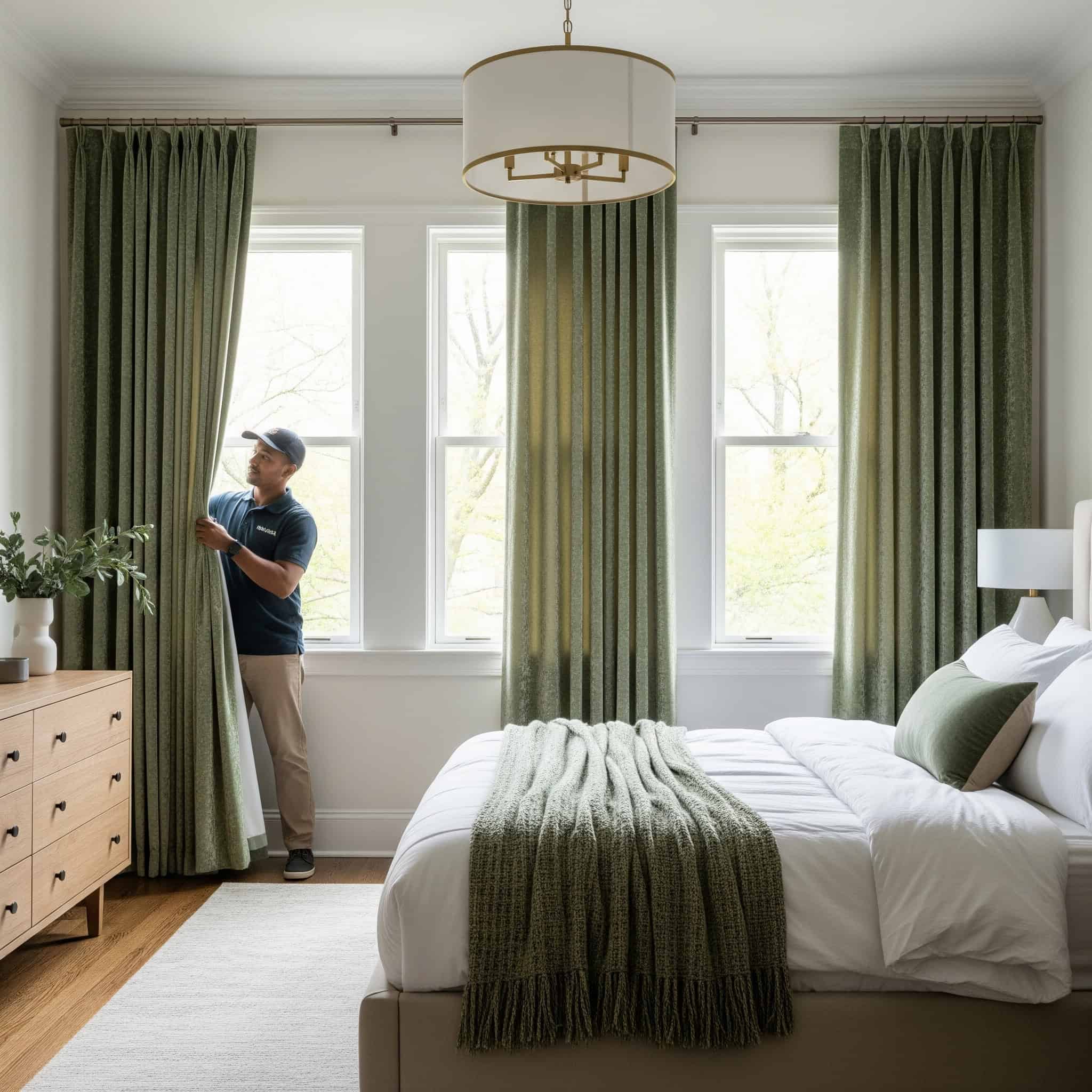 A modern 2025 bedroom curtain upgrade with Jiffy Junk services