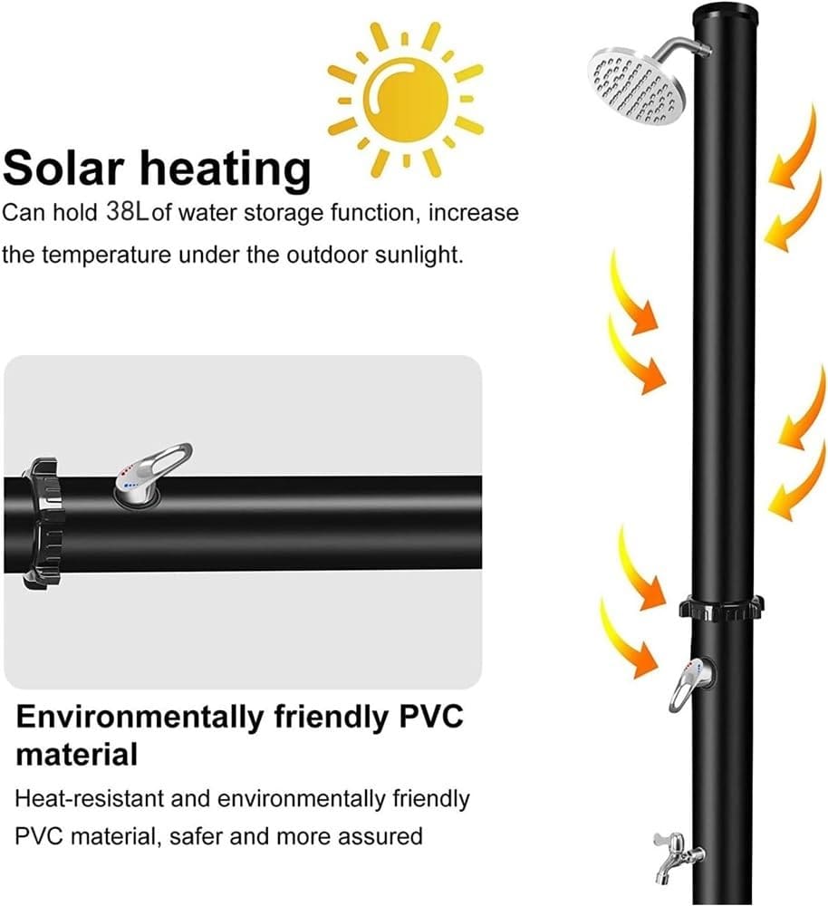 Amazon.com: MKLFBY Solar-Heated Outdoor Shower W/Shower Head & Foot Tap Spigot, Hot and Cold Water Adjustable Garden Shower Column for Backyard ...