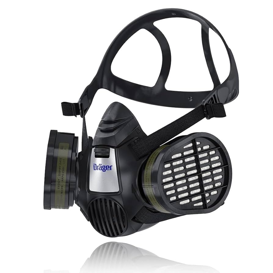 Dräger X-plore 3500 Half-Face Respirator Mask + 2x Multi-Gas Cartridge (OV/AG/HF/FM/CD/AM/MA/HS), NIOSH-Certified, Reusable Professional Respiratory ...
