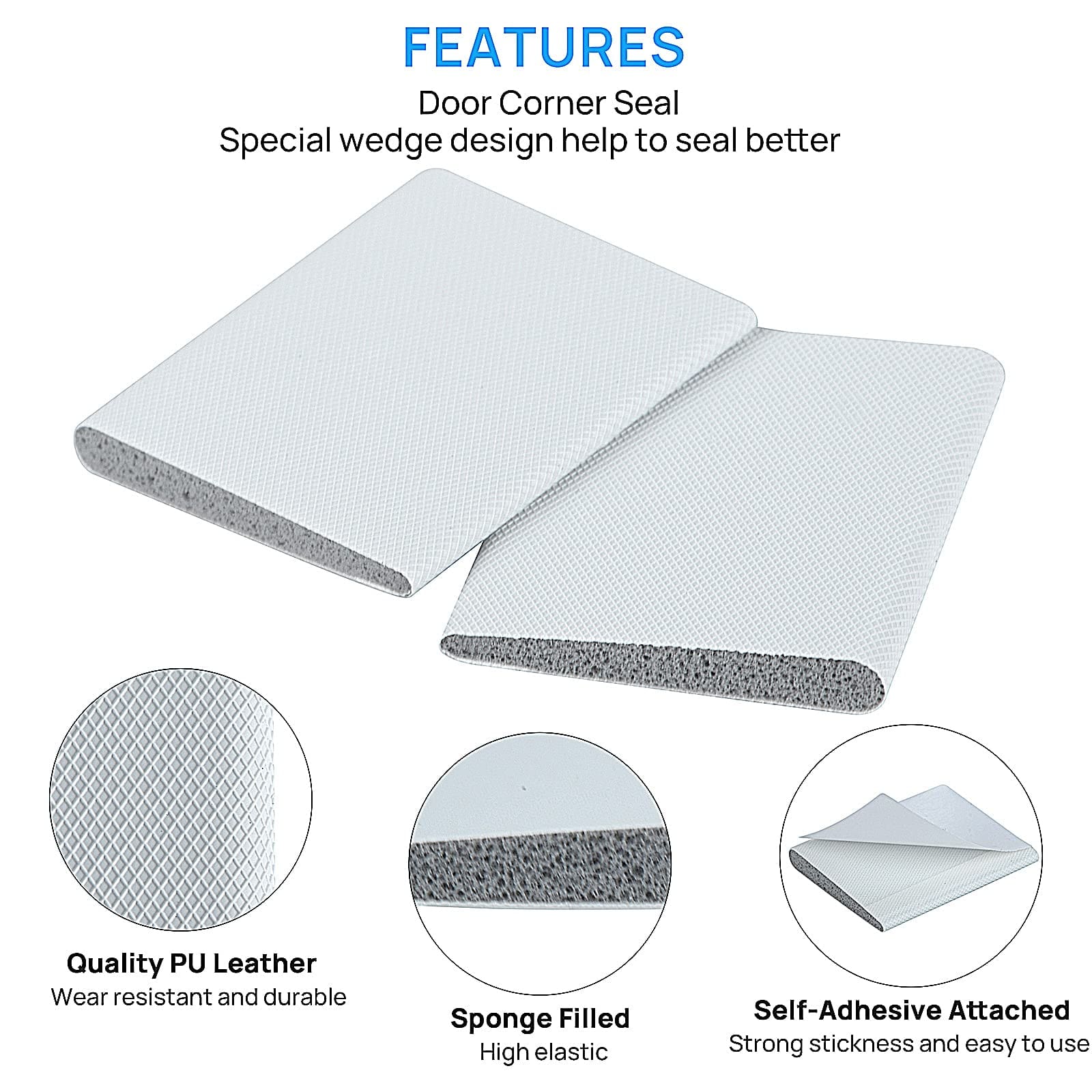 27 Pack Door Corner Seal Foam Self-Adhesive Corner Seal Pads Exterior Door Frame Seal Wedge Weather Stripping Draft Stopper for Door or Window Weather ...